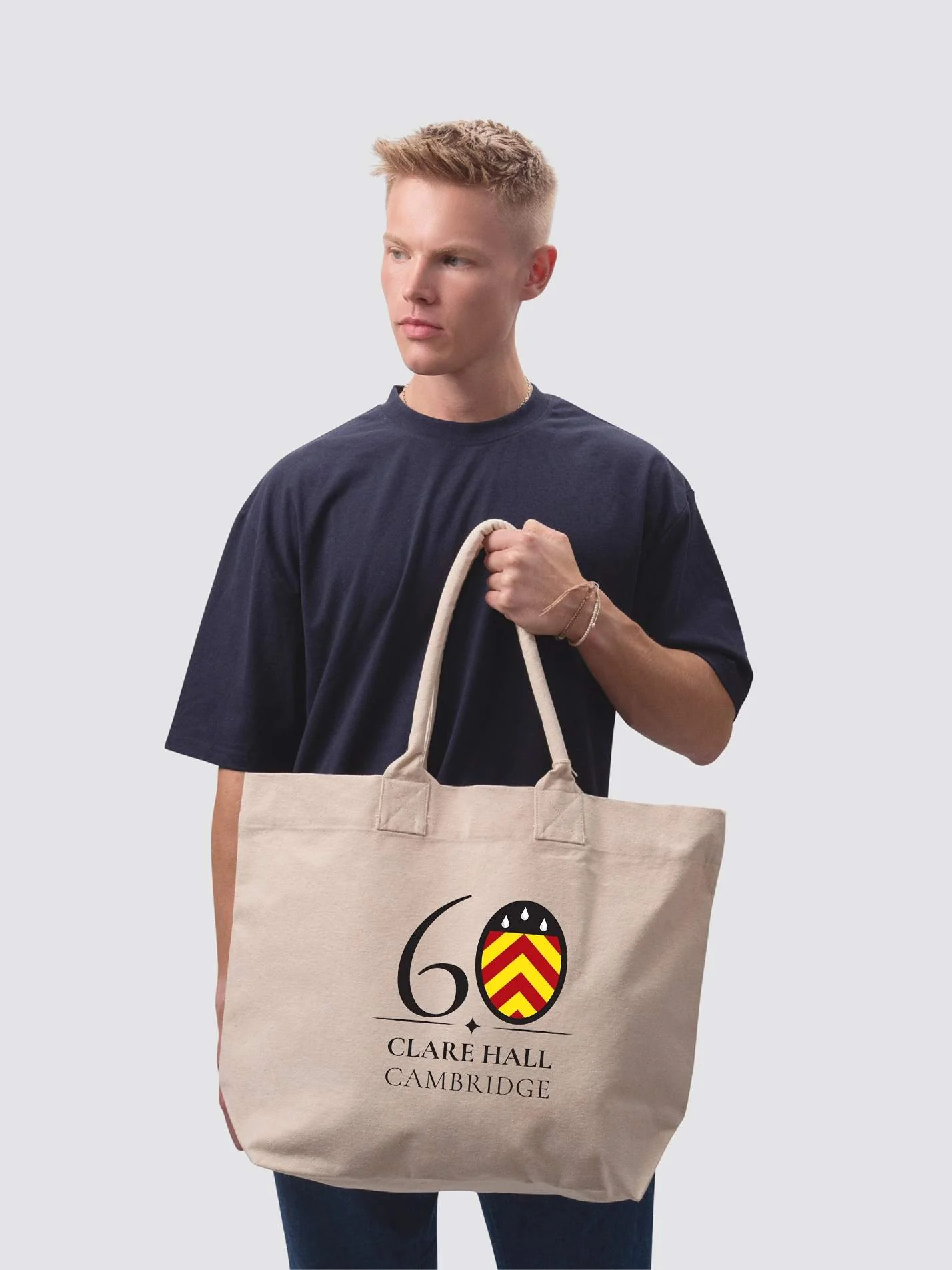 60th Anniversary Clare Hall College Cambridge Cotton Canvas Printed Shopper Bag - Image 2