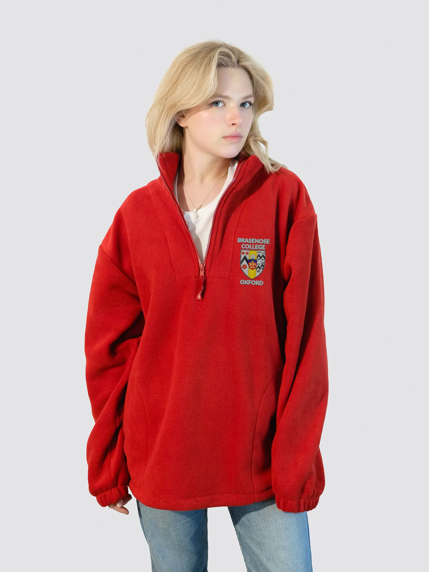 Brasenose College Oxford HCR Unisex 1/4 Zip Fleece - Image 5