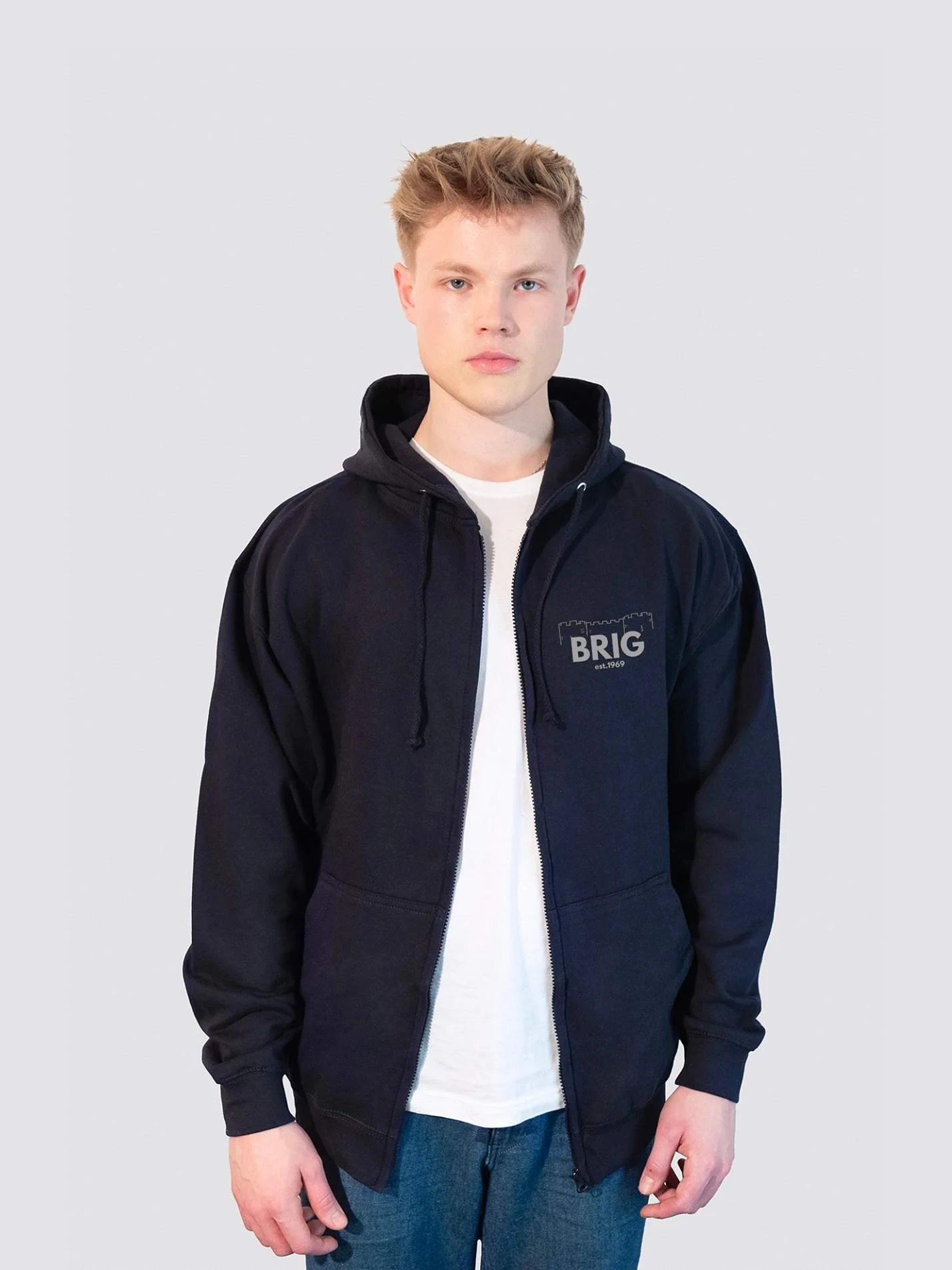 Brig Newspaper Zip-Up Unisex Hoodie - Image 5