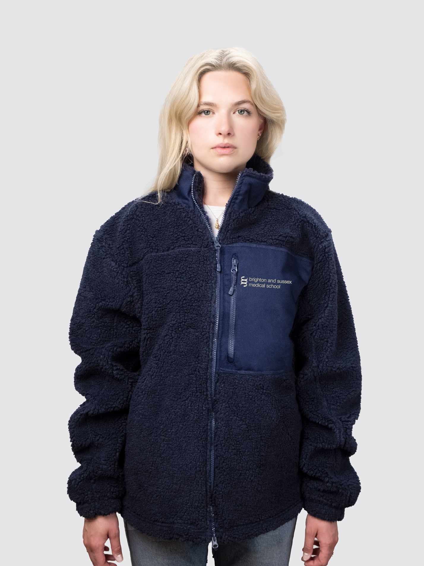 Brighton and Sussex Medical School Unisex Fluffy Sherpa Fleece Jacket - Image 6
