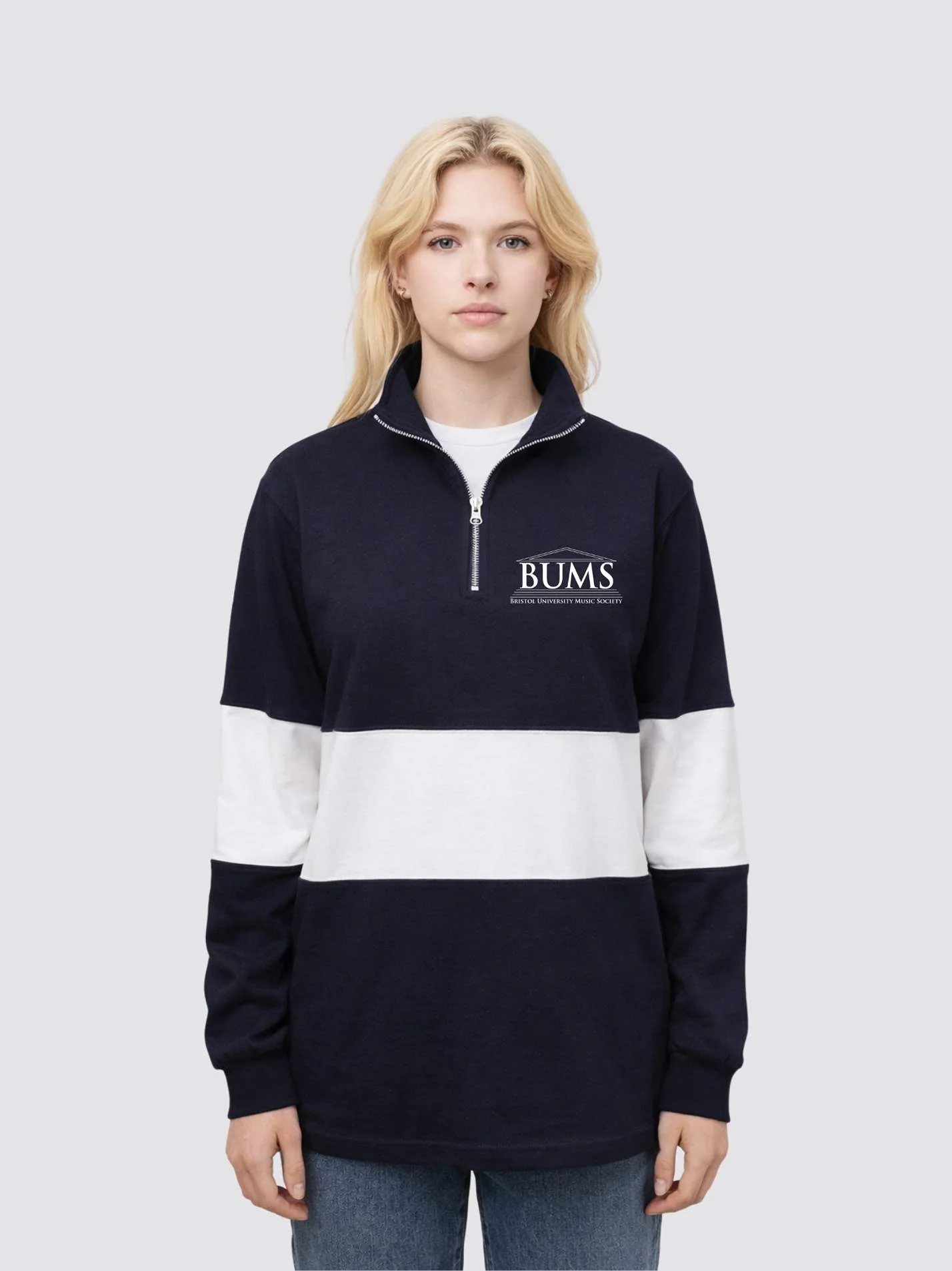 Bristol University Music Society Unisex Panelled 1/4 Zip Sweatshirt - Image 4