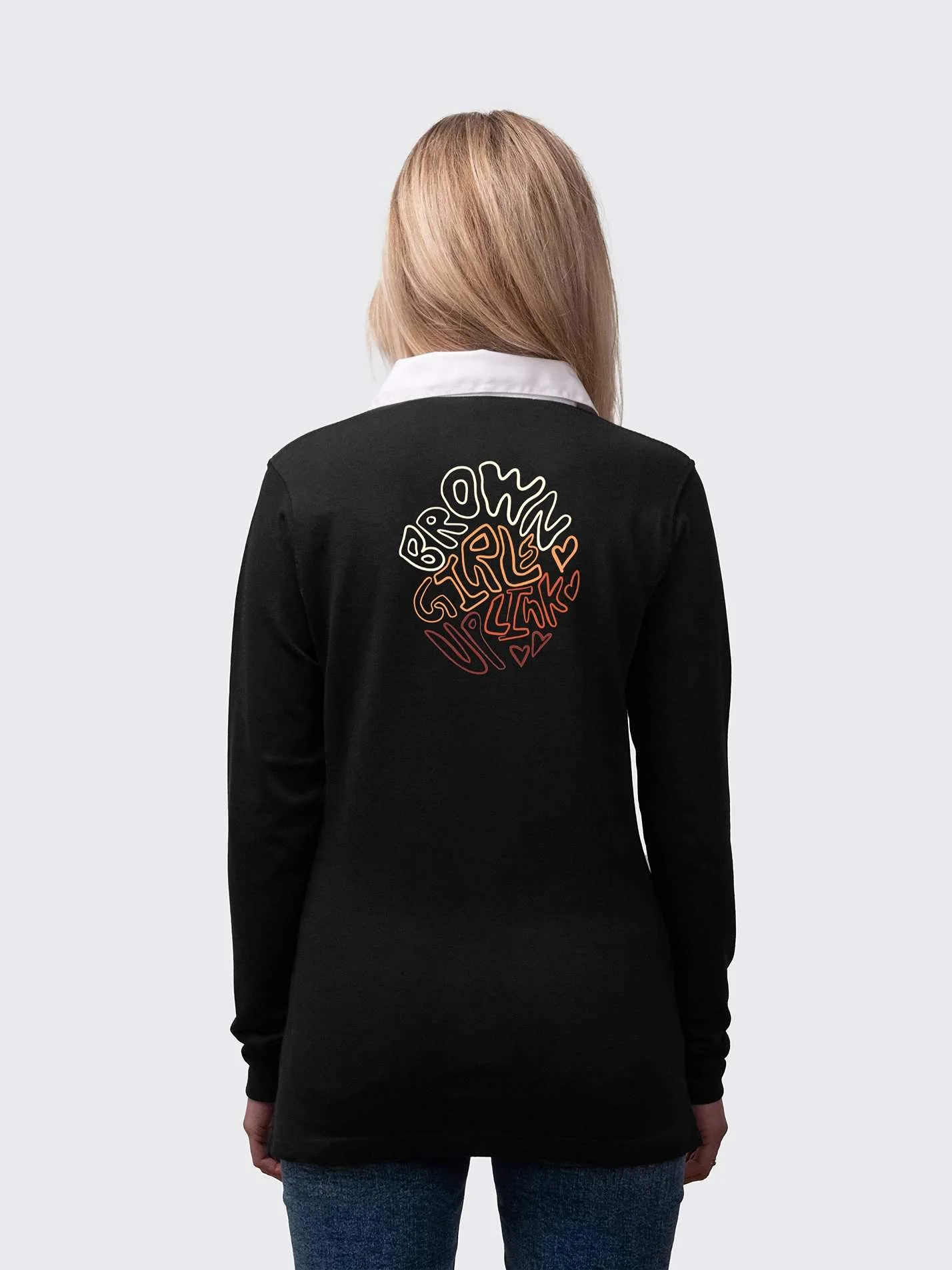 Brown Girl Link Up Classic Ladies Rugby Shirt - Image 3