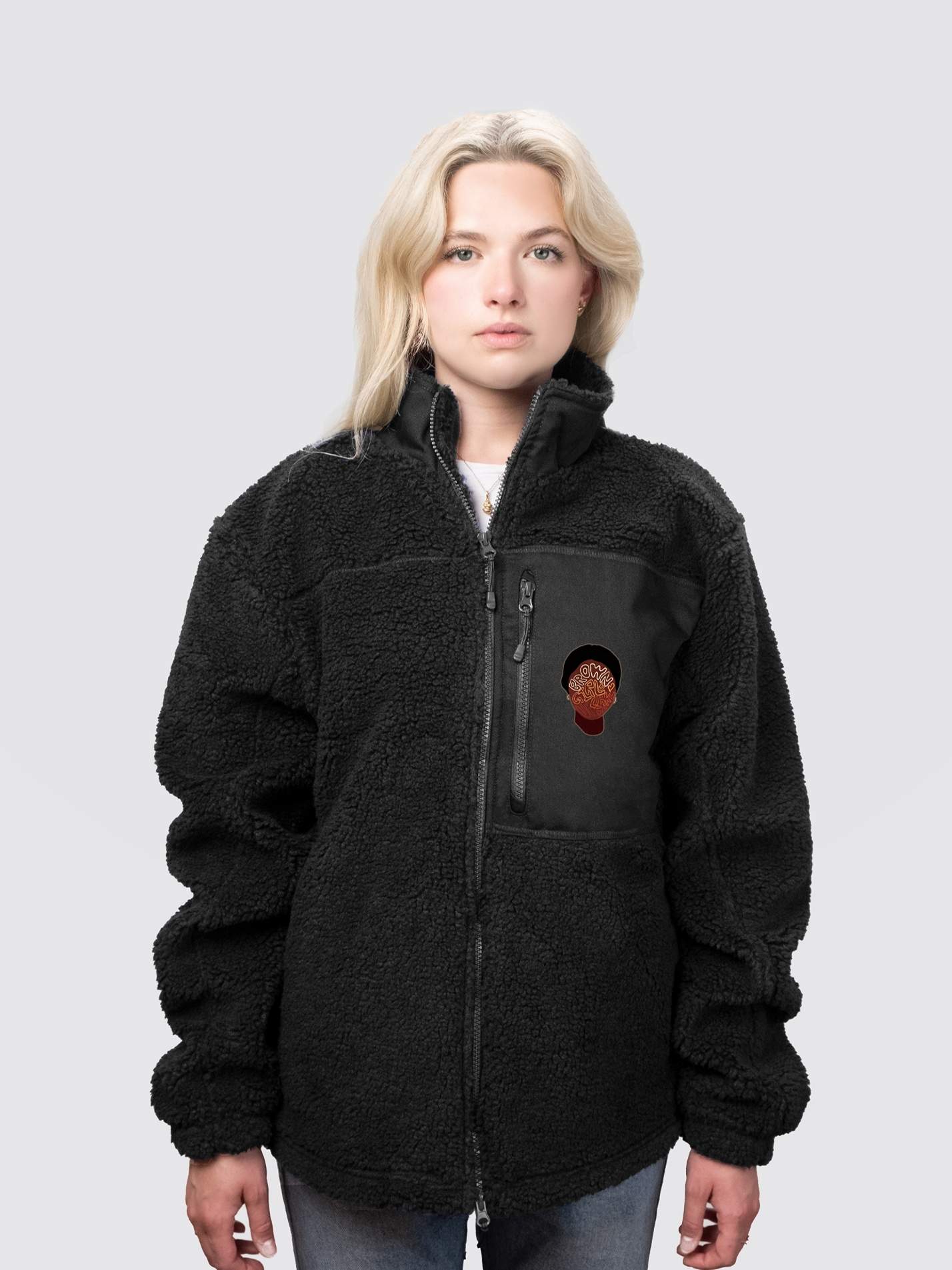 Brown Girl Link Up Unisex Fluffy Sherpa Fleece Jacket