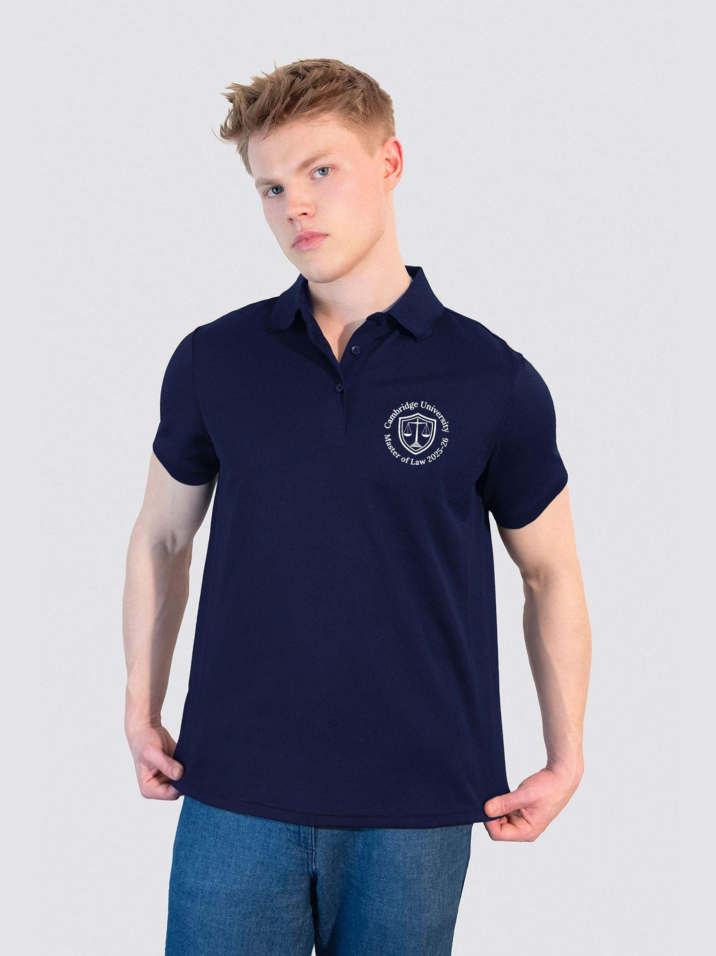 Cambridge Master of Law Logo 1 Sustainable Men's Polo Shirt - Image 4