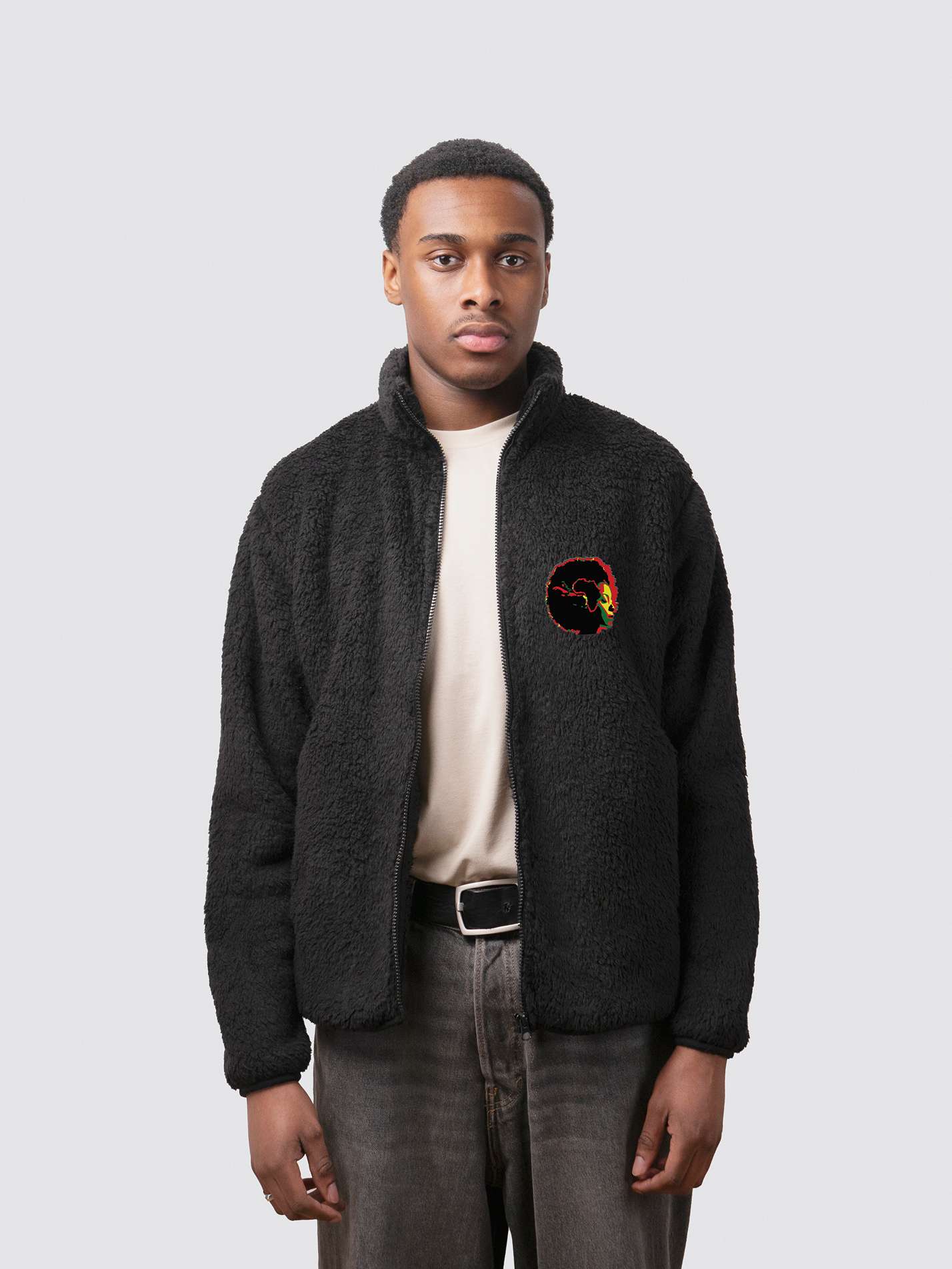 Cambridge University African-Caribbean Society Unisex Sherpa Fleece Zipped Jacket - Image 4