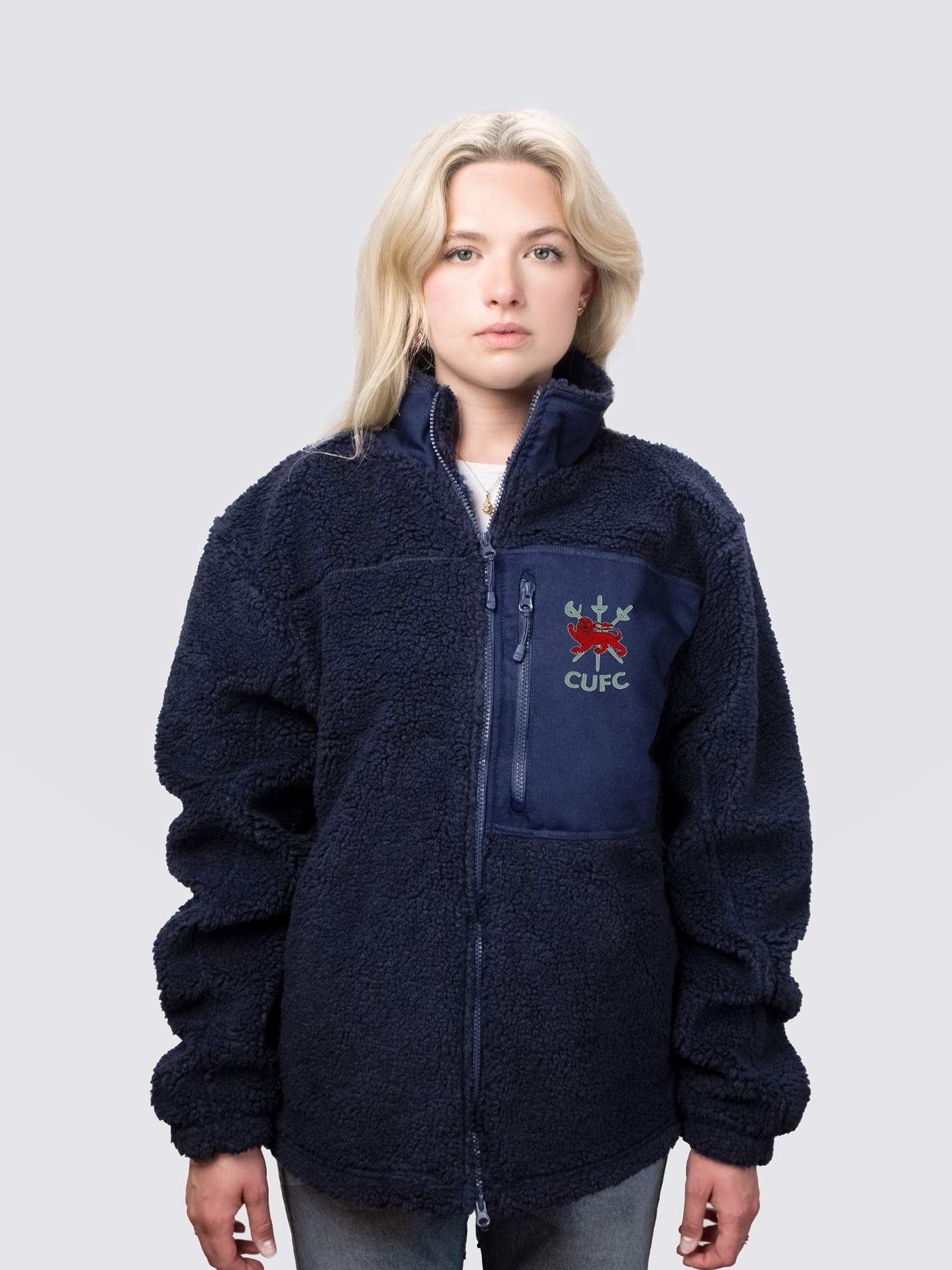 Cambridge University Fencing Club Unisex Fluffy Sherpa Fleece Jacket - Image 4