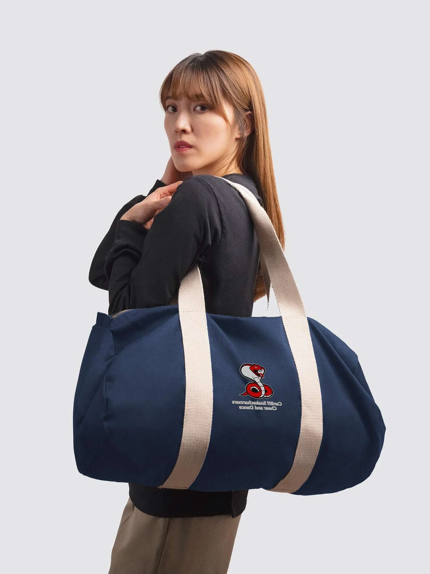 Cardiff Snakecharmers Cheer & Dance Organic Cotton Canvas Barrel Bag - Image 2
