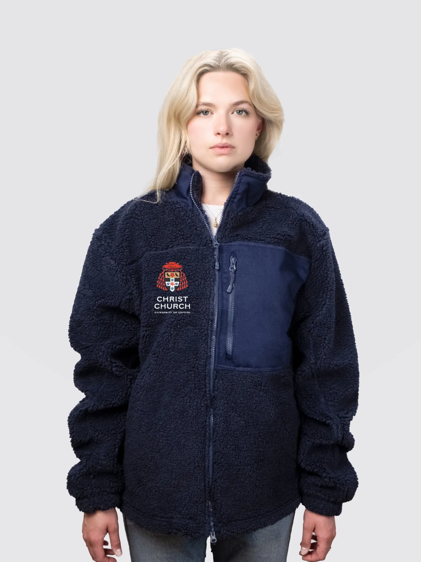 Christ Church Oxford Unisex Fluffy Sherpa Fleece Jacket - Image 5