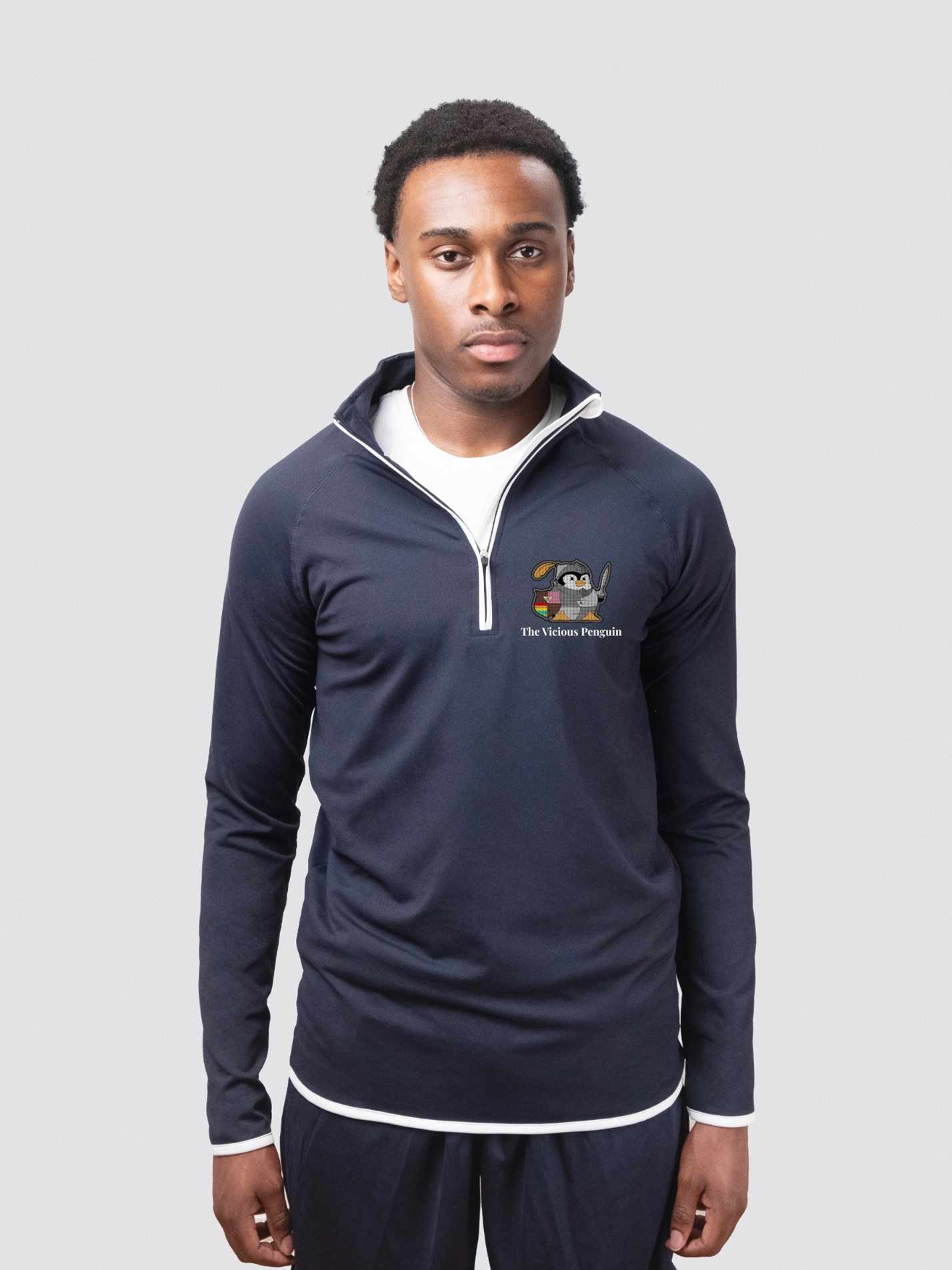 Churchill College MCR- The Vicious Penguin Men's Performance 1/4 Zip Sweatshirt