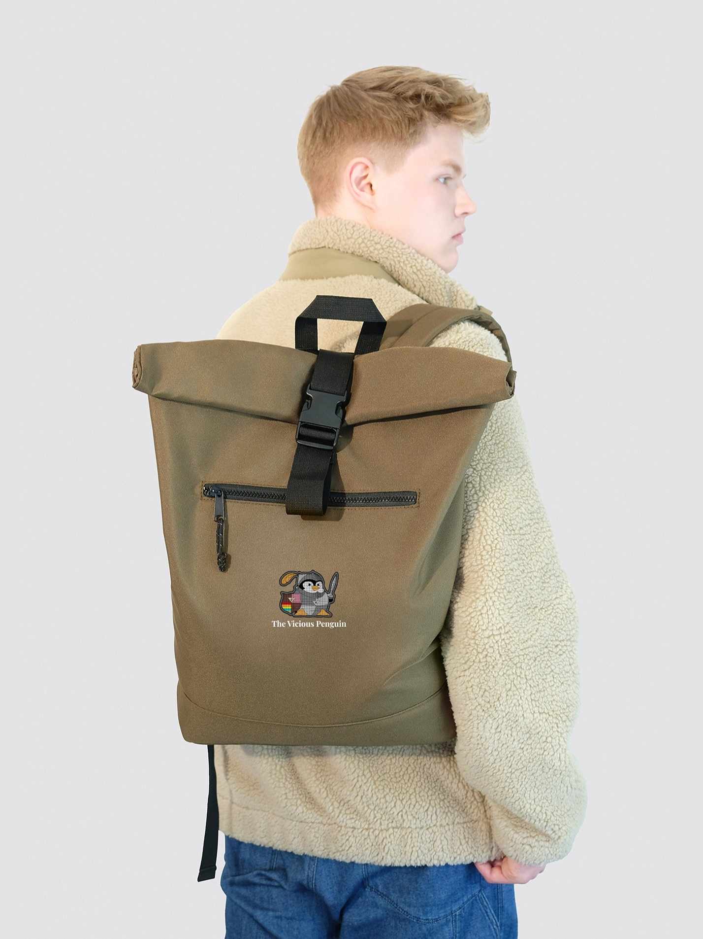 Churchill College MCR- The Vicious Penguin Roll Top Backpack - Image 6