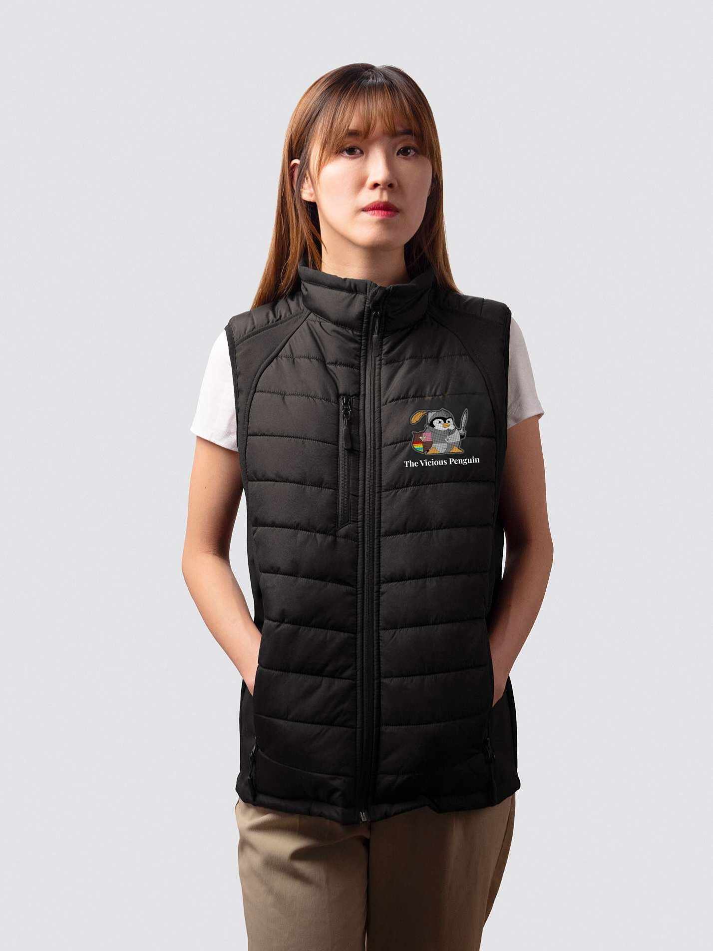 Churchill College MCR- The Vicious Penguin Sustainable Unisex Gilet Puffer - Image 3