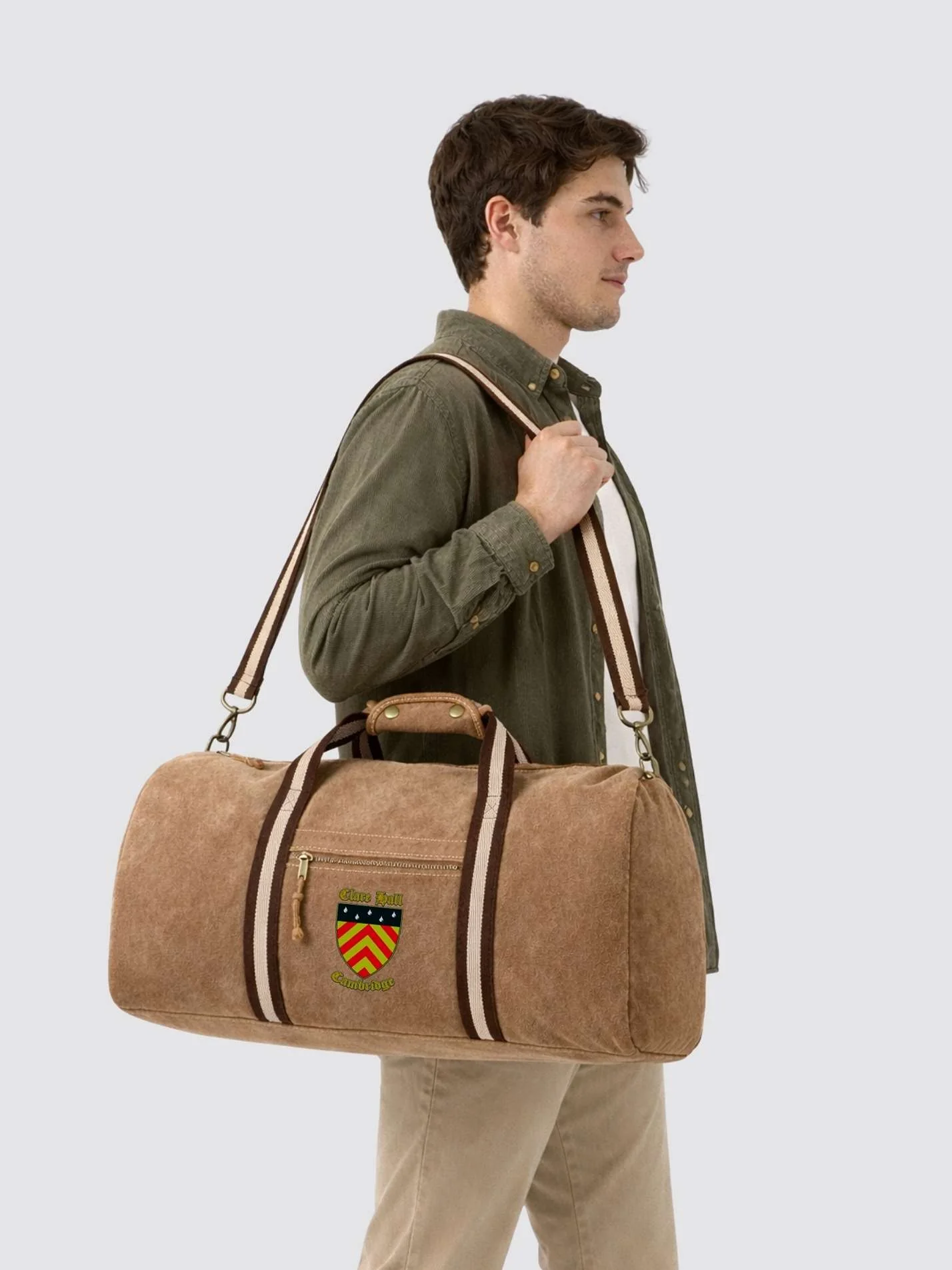 Clare Hall College Cambridge Vintage Canvas Weekender Holdall