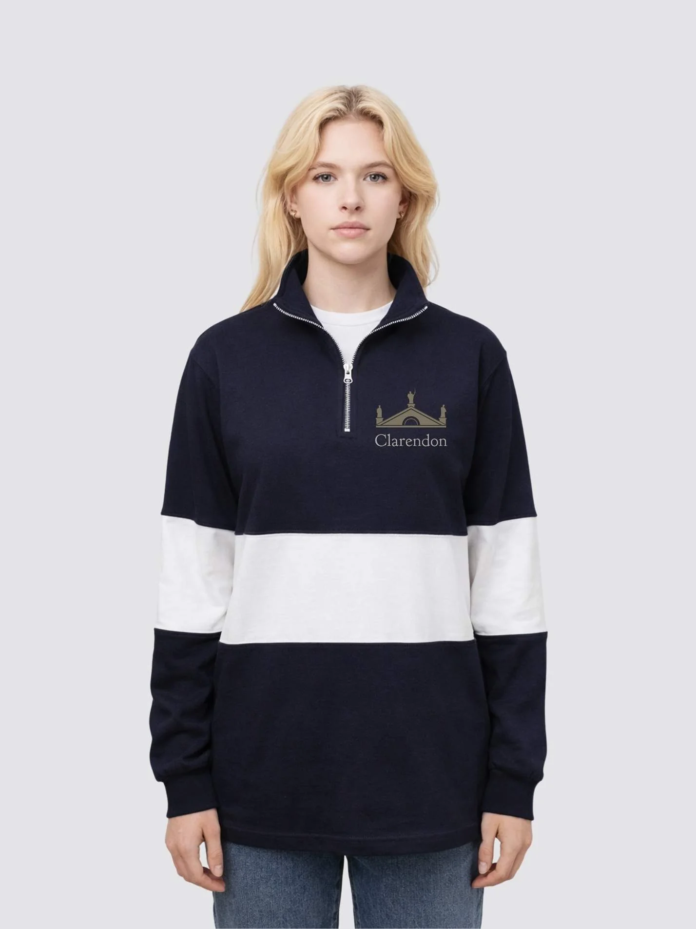 Clarendon Scholars Association Unisex Panelled 1/4 Zip Sweatshirt - Image 4