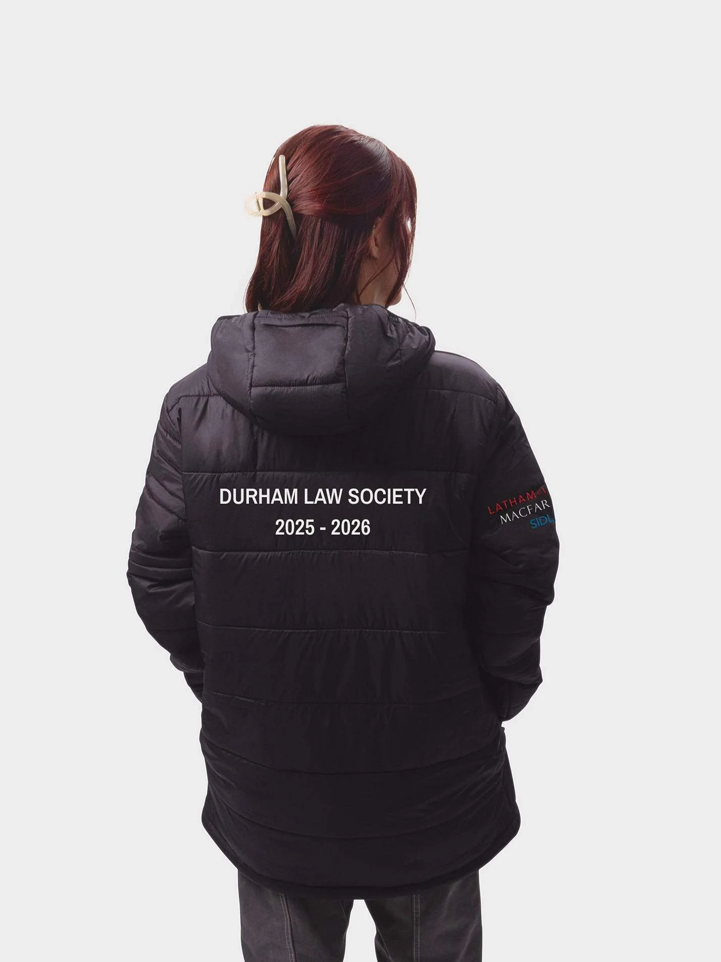 Durham Law Society Sustainable Unisex Hooded Puffer Jacket - Image 2
