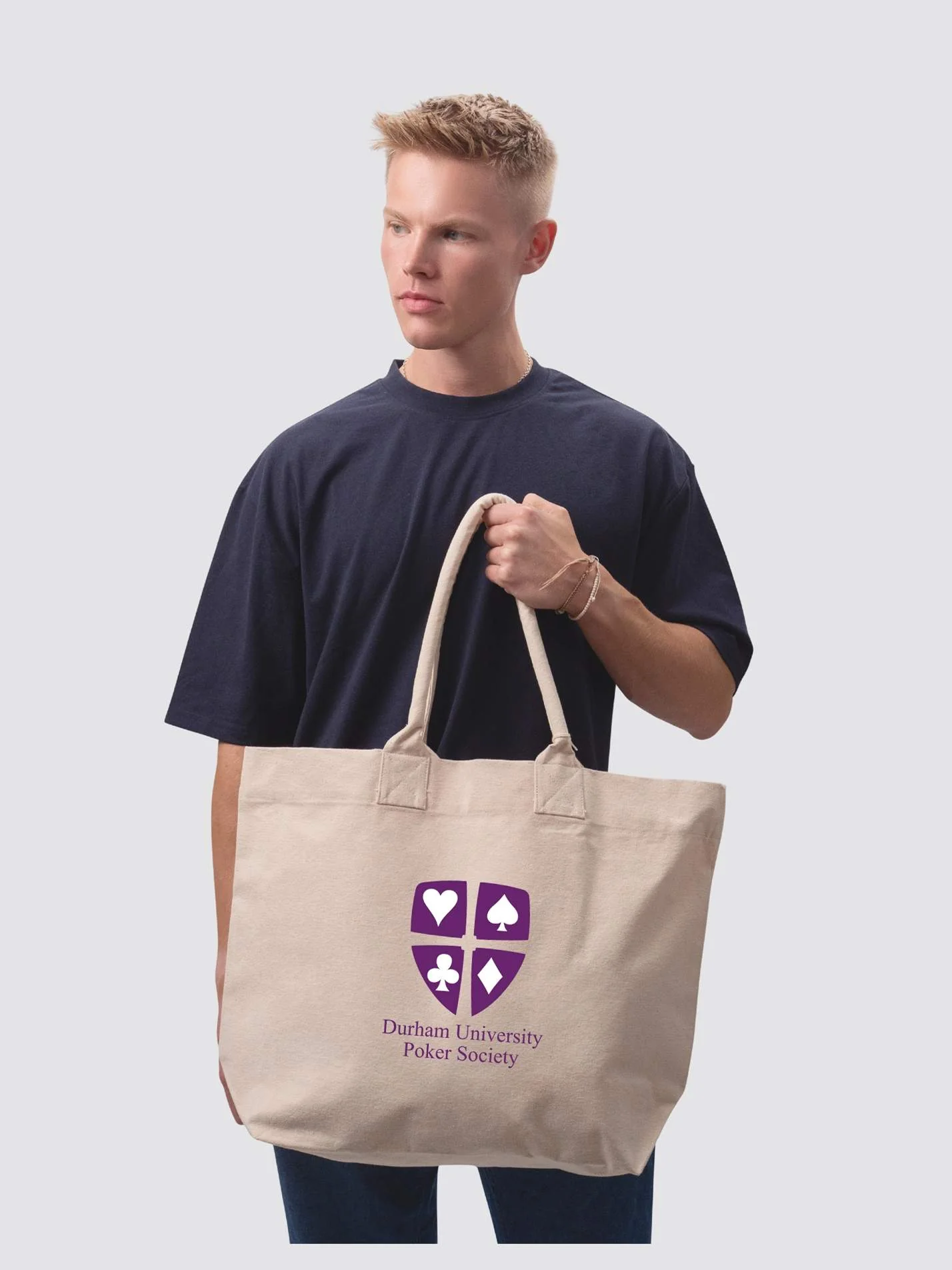 Durham Poker Society Cotton Canvas Printed Shopper Bag - Image 2