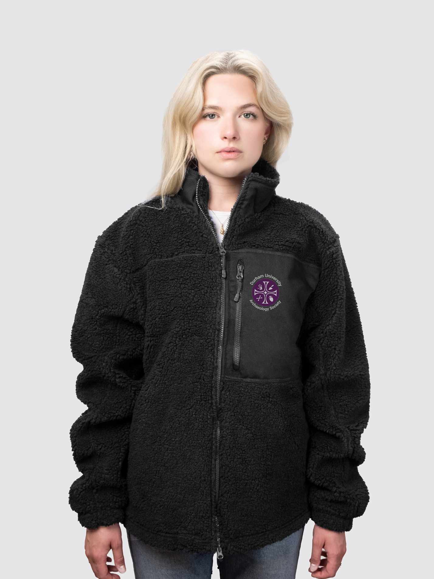 Durham University Archaeology Society Unisex Fluffy Sherpa Fleece Jacket