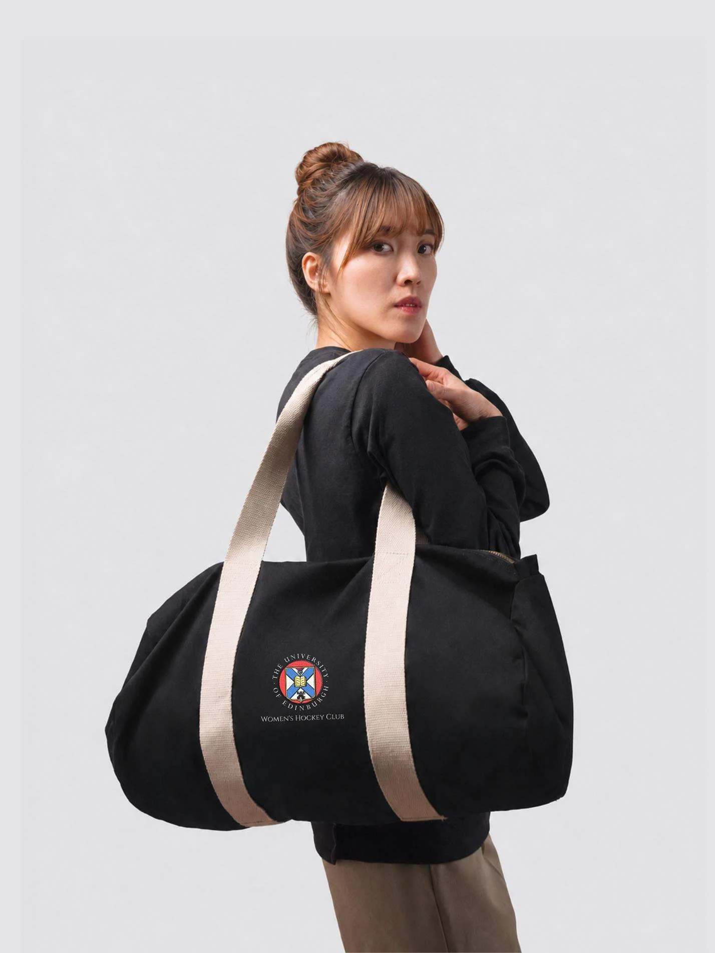Edinburgh University Women's Hockey Club Organic Cotton Canvas Barrel Bag