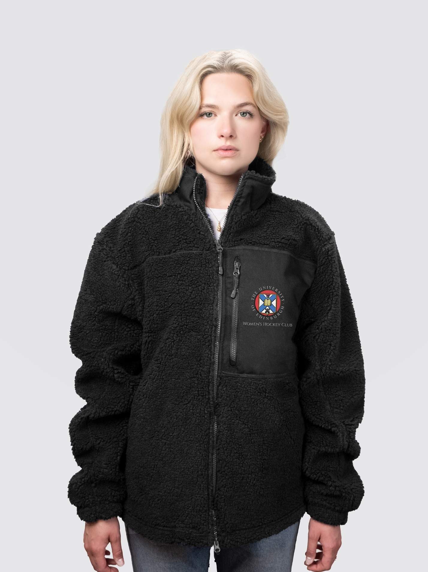 Edinburgh University Women's Hockey Club Unisex Fluffy Sherpa Fleece Jacket