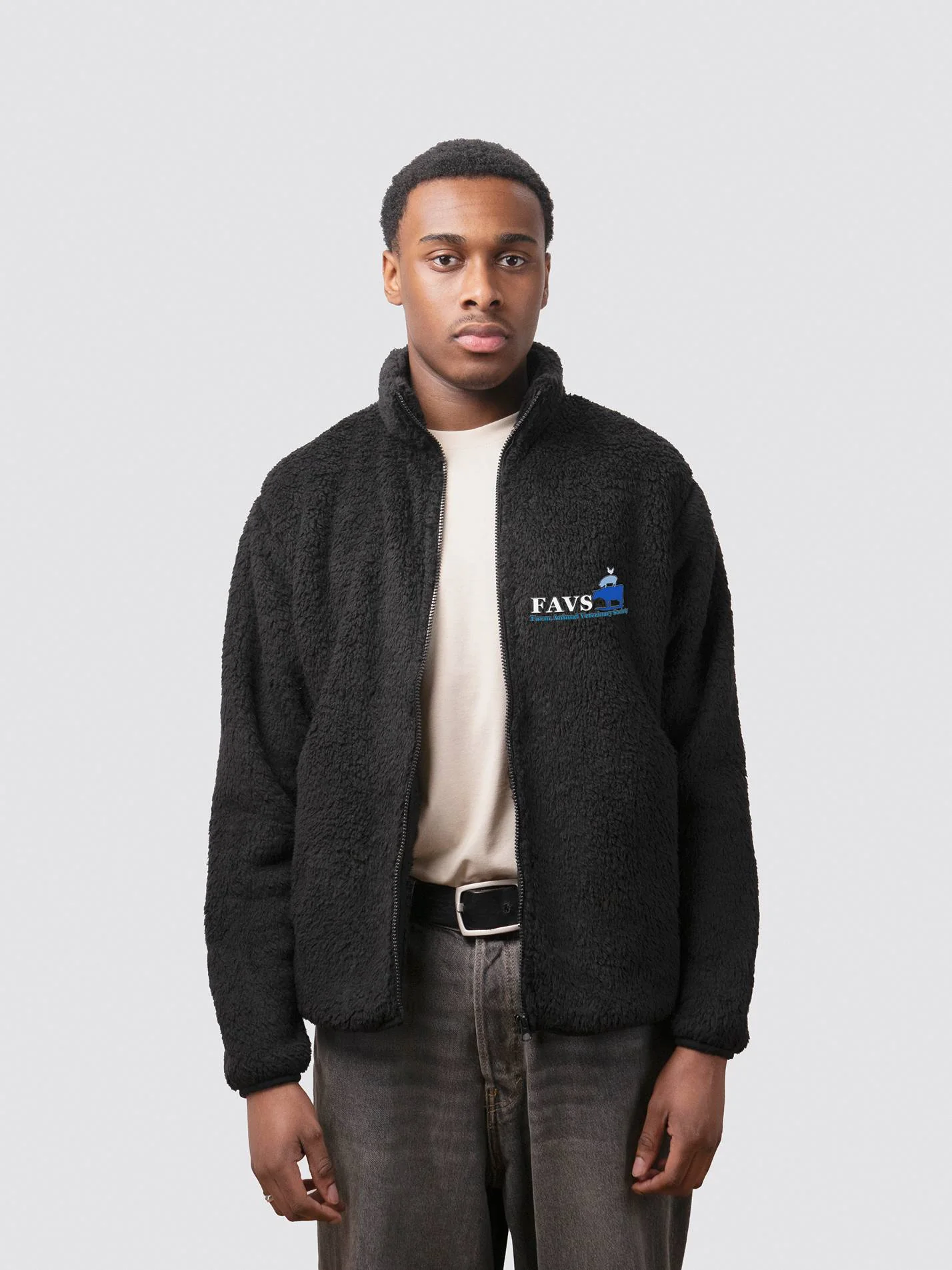 National Farm Animal Veterinary Society Unisex Sherpa Fleece Zipped Jacket - Image 4