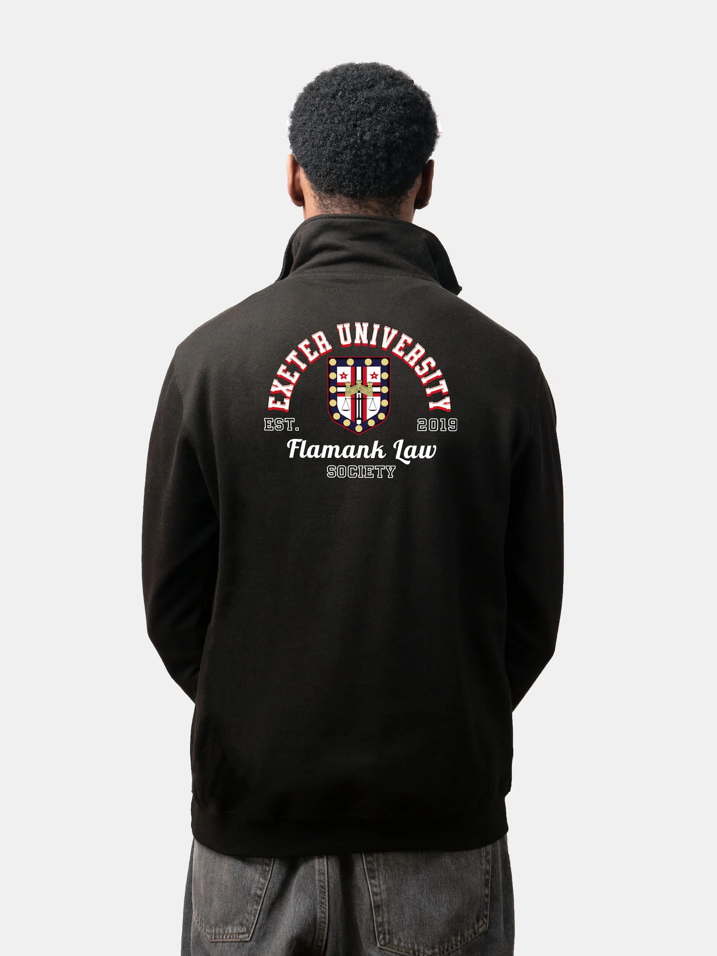 Flamank Law Society Unisex 1/4 Zip Sweatshirt - Image 2