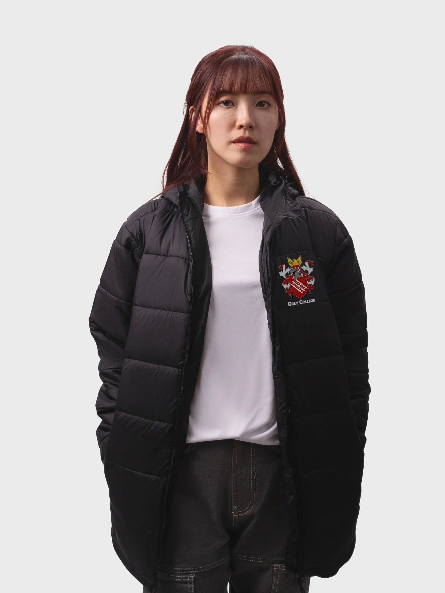 Grey College Durham Sustainable Unisex Hooded Puffer Jacket