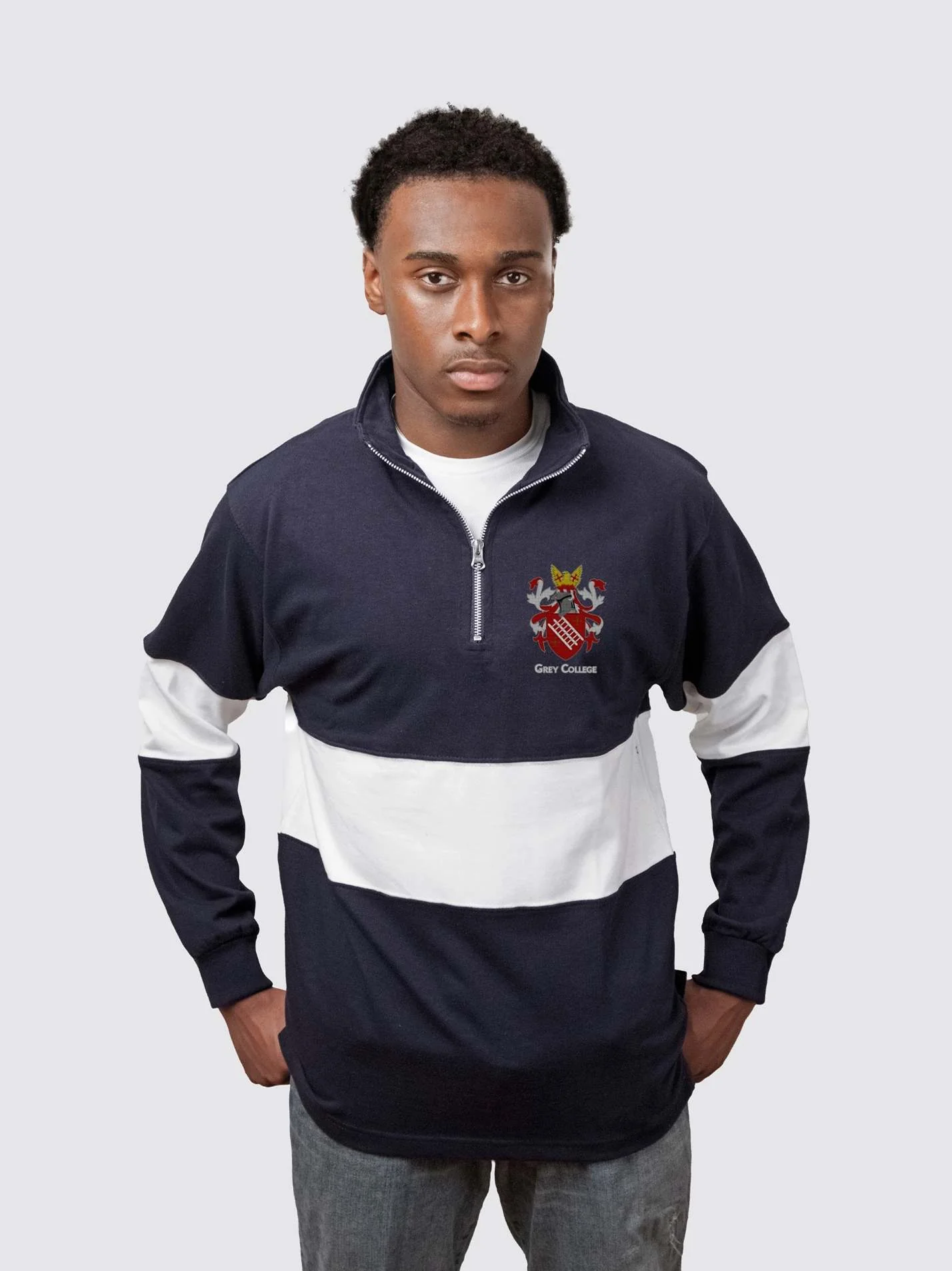 Grey College Durham Unisex Panelled 1/4 Zip Sweatshirt