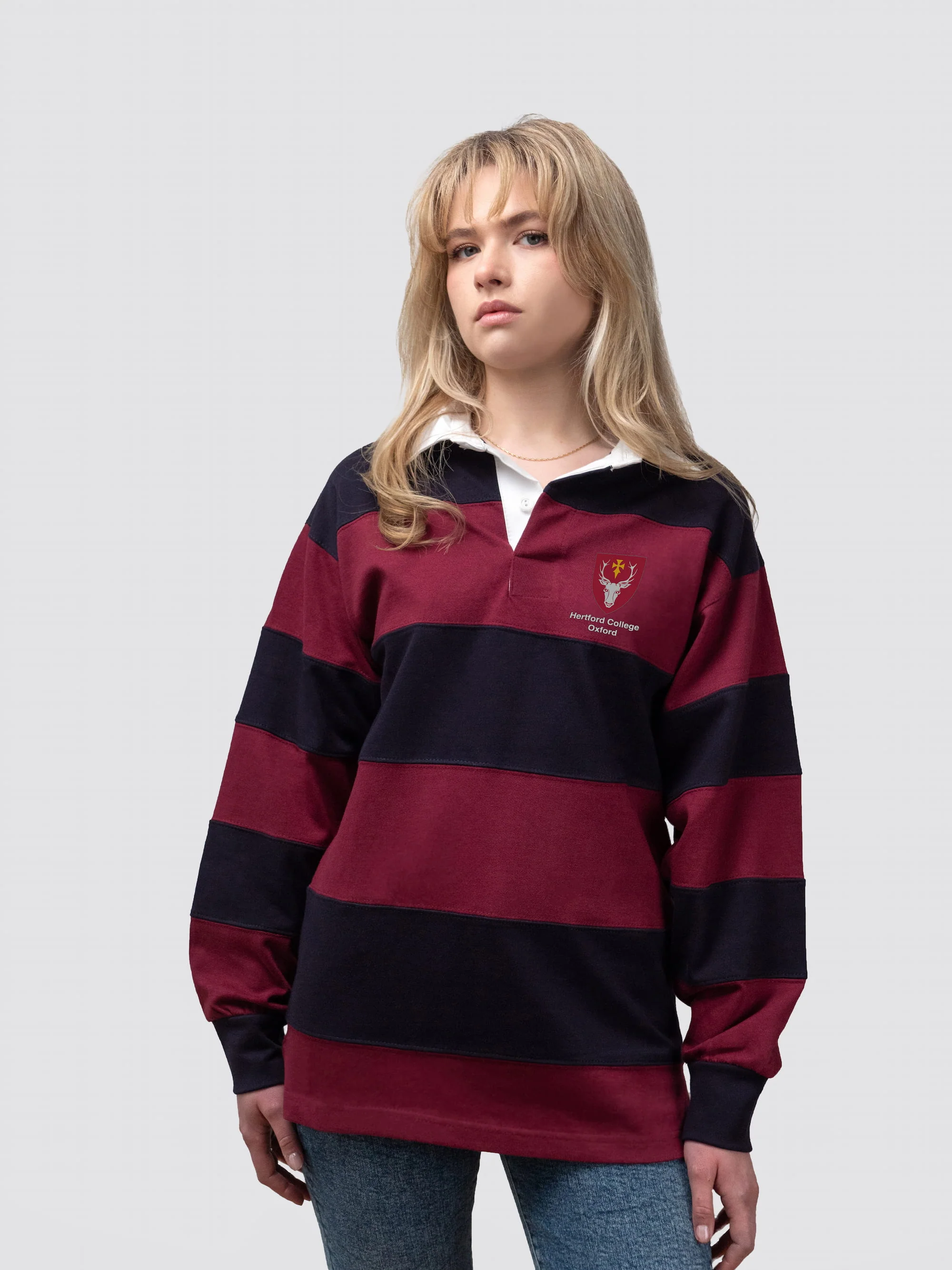 Hertford College Oxford MCR Unisex Striped Rugby Shirt