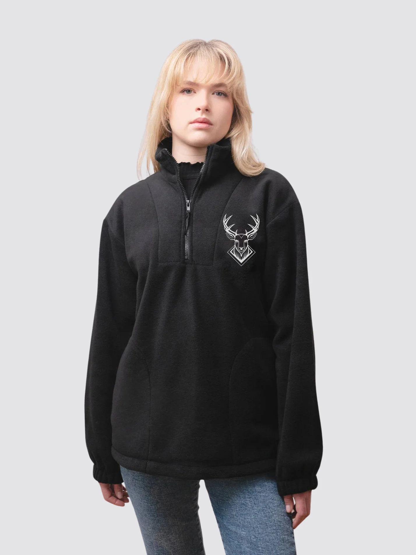 Hertford Fear the Deer Collection Unisex 1/4 Zip Fleece - Image 4