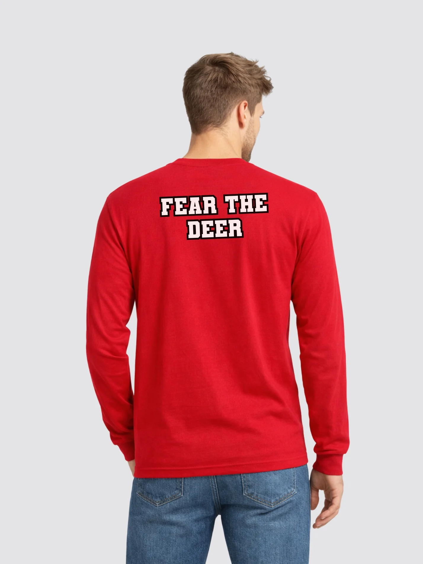 Hertford Fear the Deer Collection Printed Unisex Cotton Long Sleeve T-Shirt - Image 3