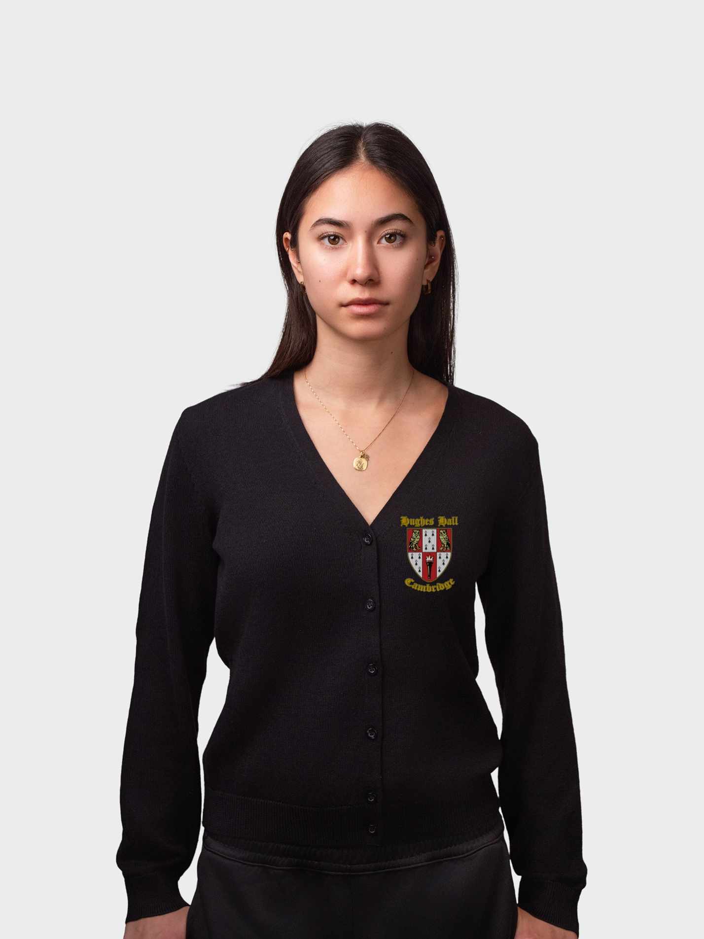 Hughes Hall Cambridge JCR Ladies V-Neck Knitted Cardigan