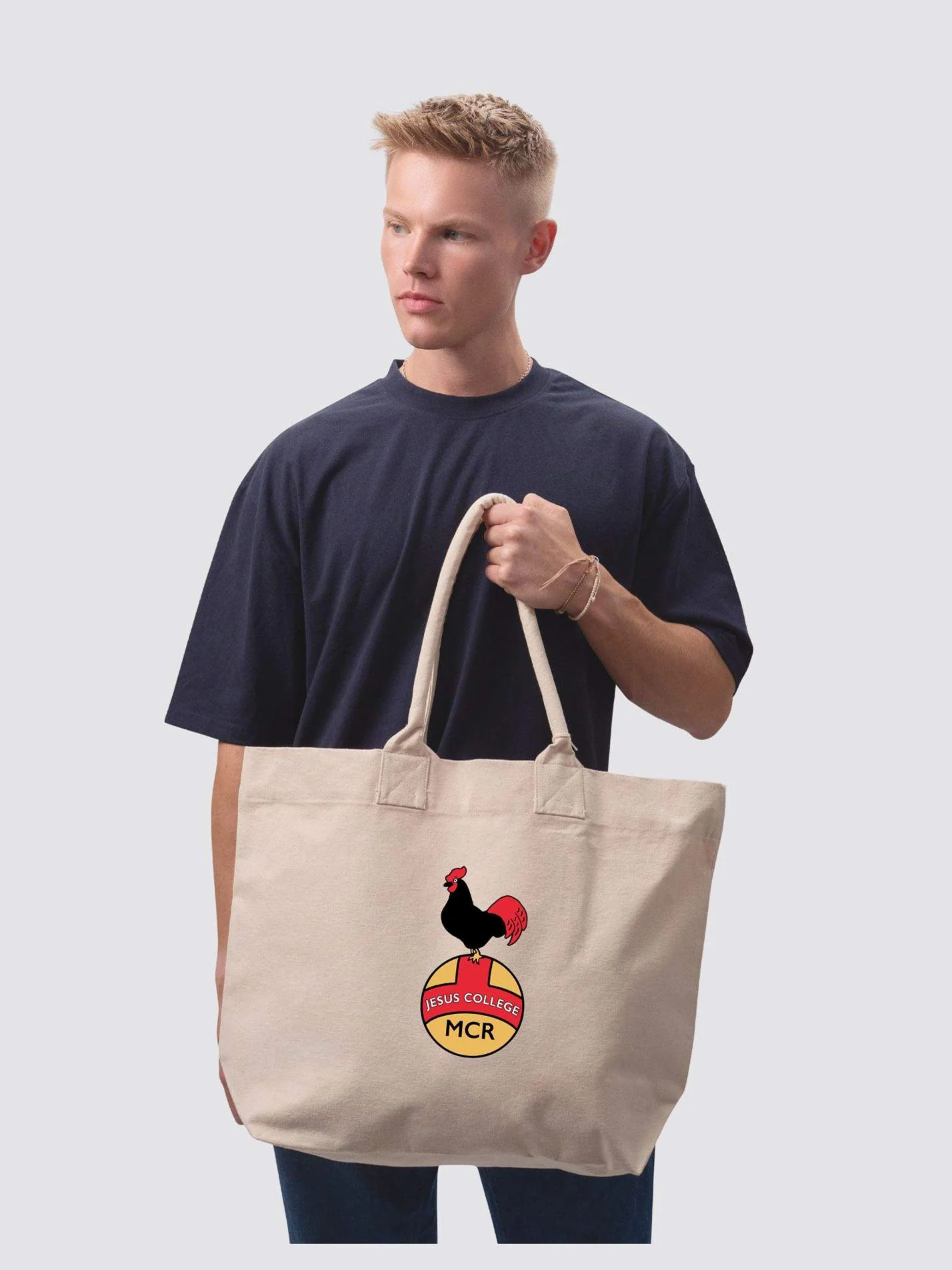 Jesus College Cambridge MCR Modern Logo Cotton Canvas Printed Shopper Bag - Image 2