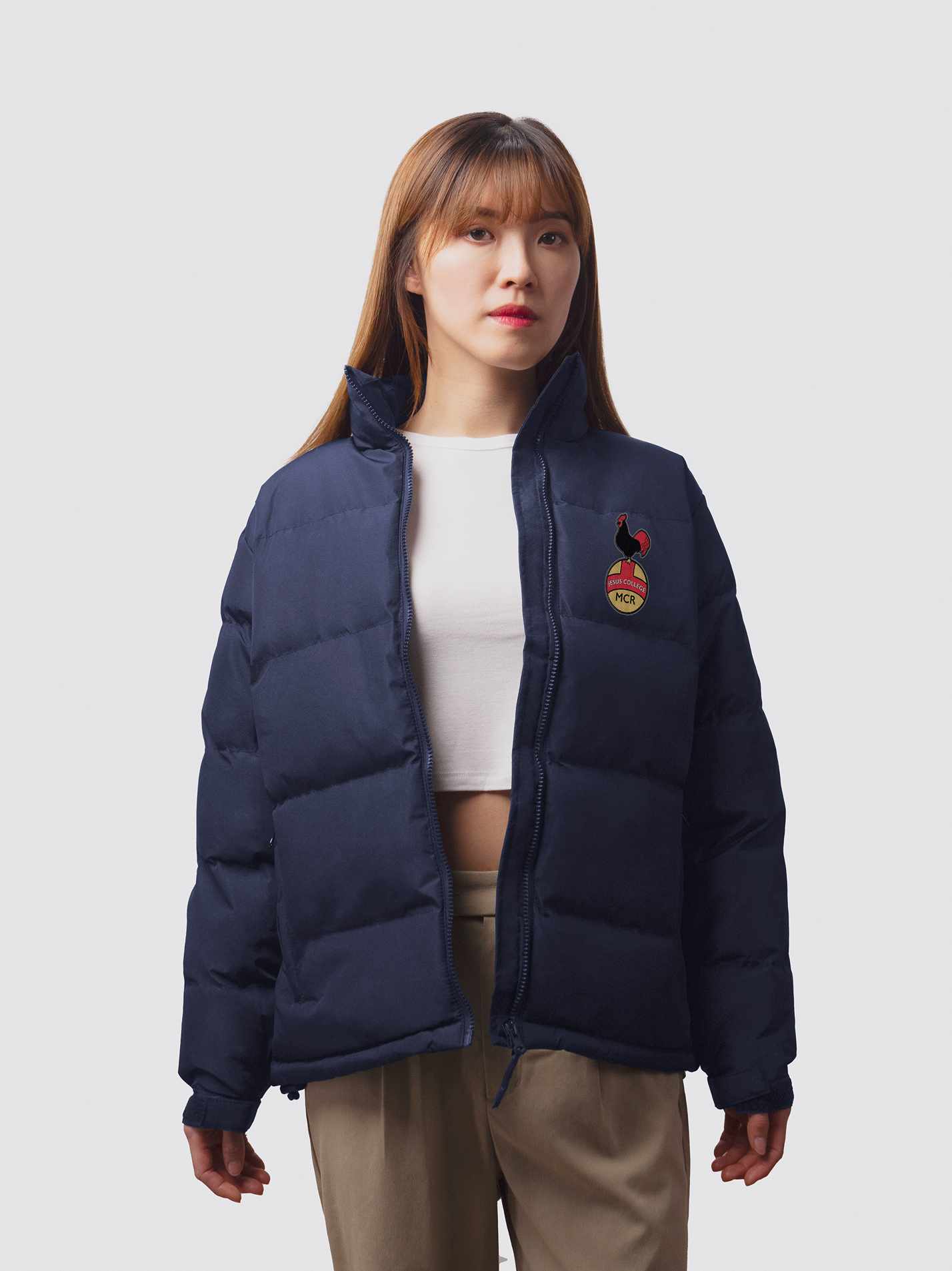Jesus College Cambridge MCR Modern Logo Ladies Puffer Jacket - Image 5