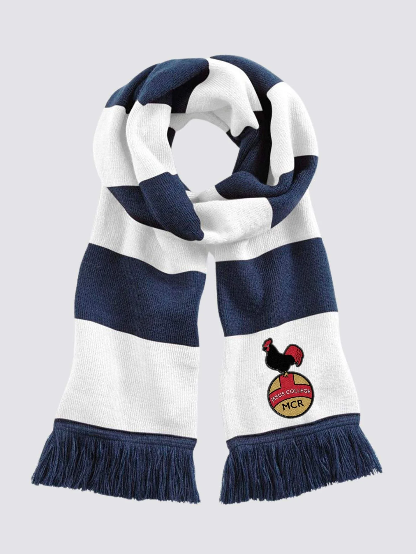 Jesus College Cambridge MCR Modern Logo Striped Scarf - Image 3
