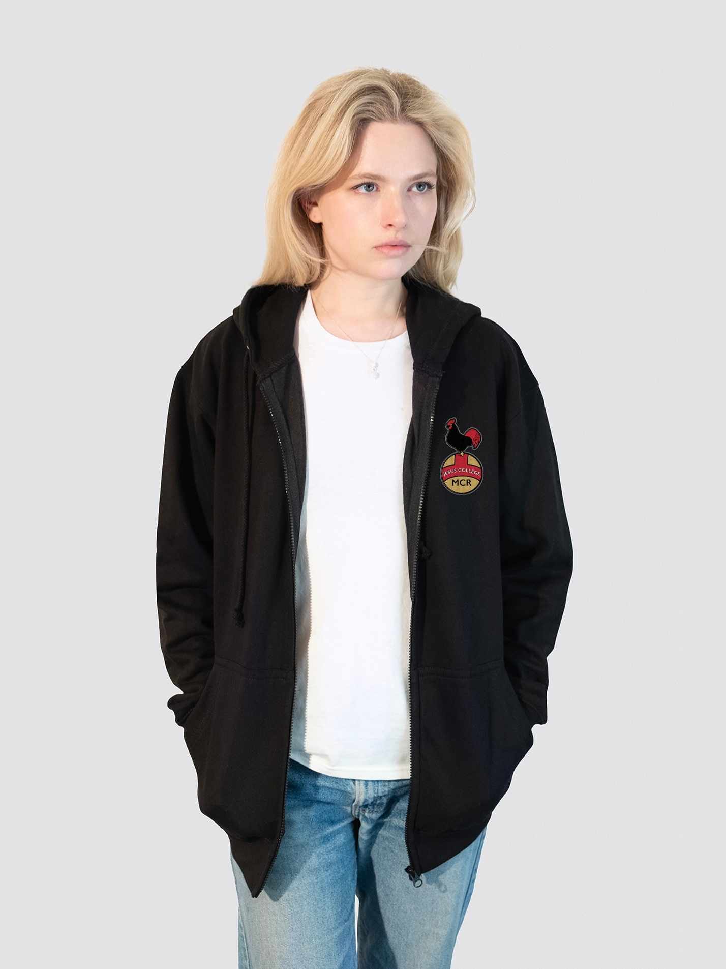 Jesus College Cambridge MCR Modern Logo Zip-Up Unisex Hoodie