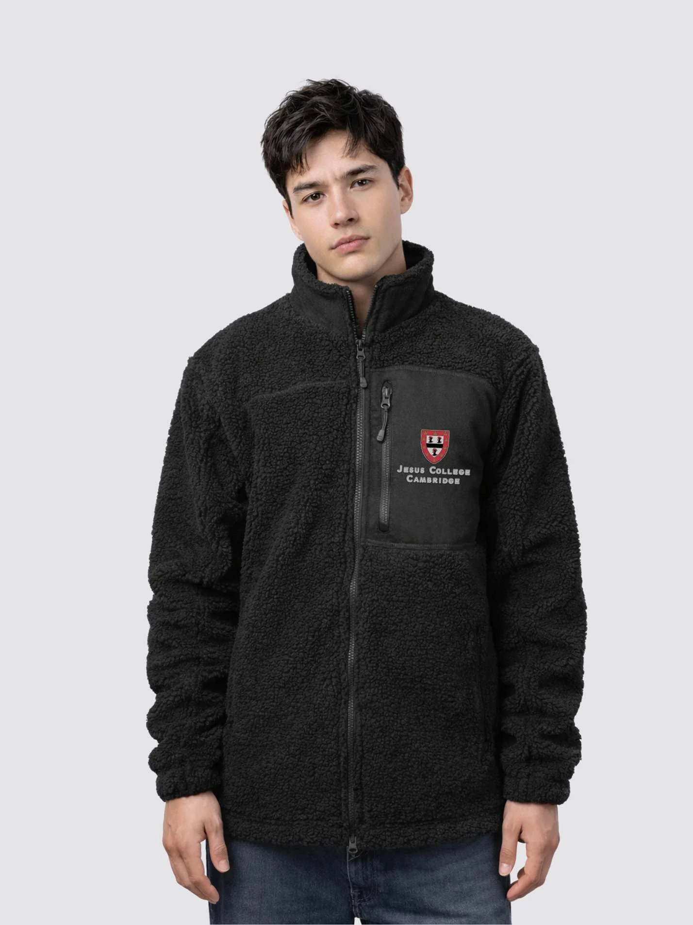 Jesus College Cambridge MCR Unisex Fluffy Sherpa Fleece Jacket - Image 6