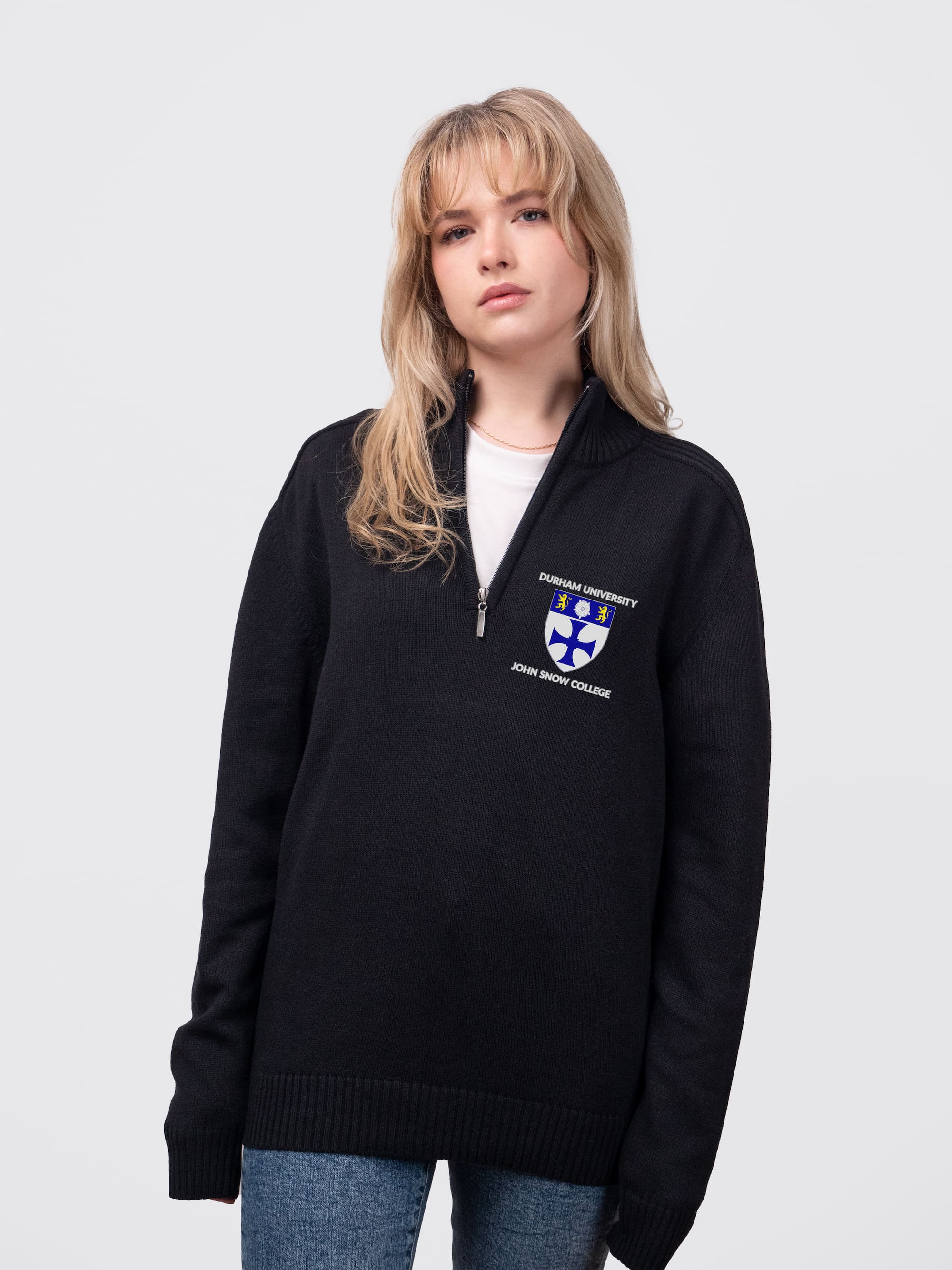 John Snow College Durham Sustainable Unisex Zip-Neck Jumper