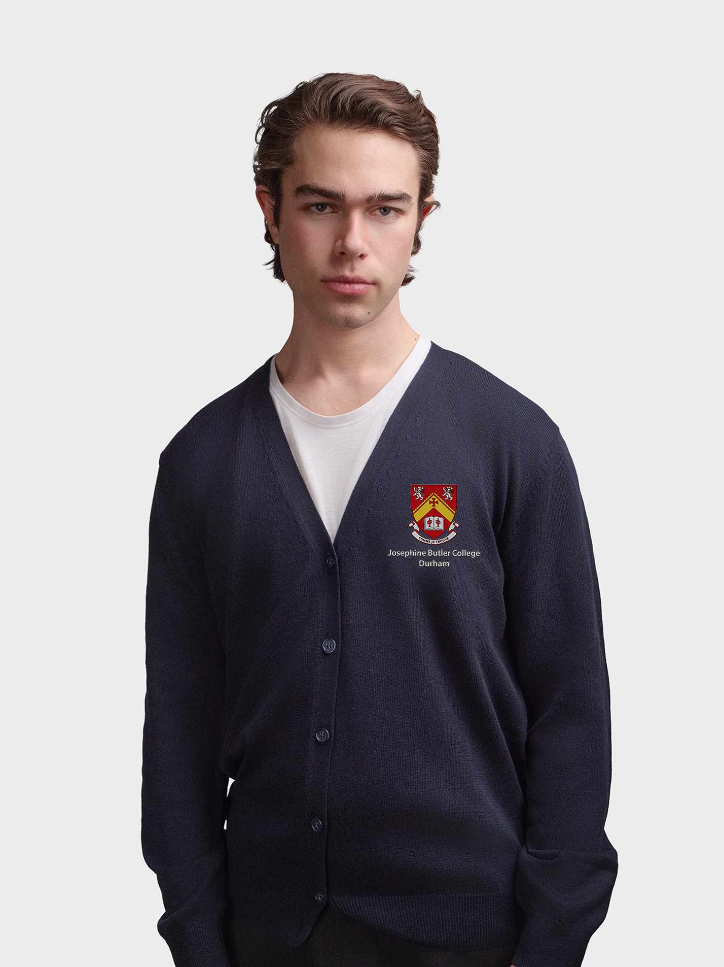 Josephine Butler College Durham JCR Men's V-Neck Knitted Cardigan - Image 3