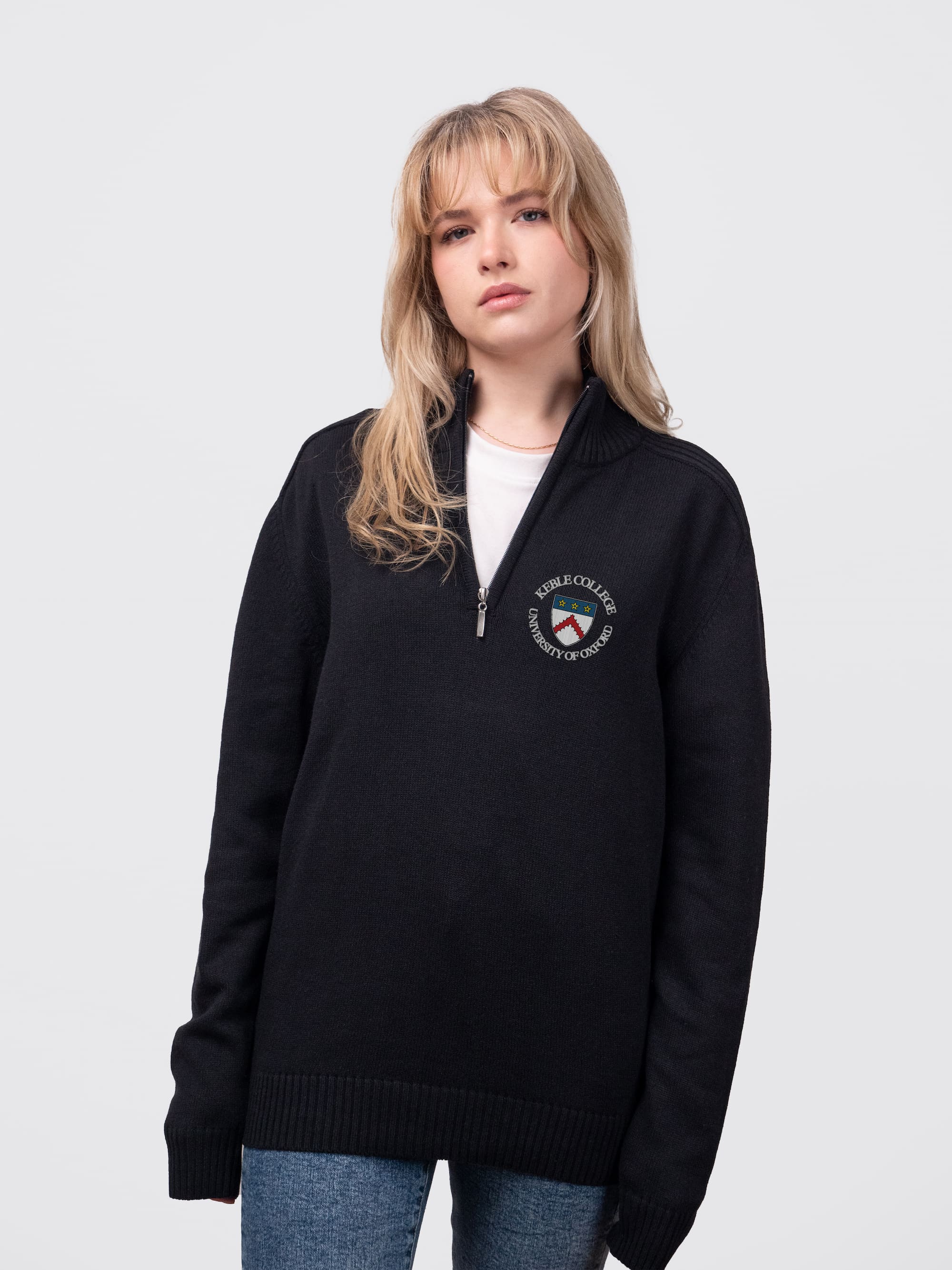 Keble College Oxford MCR Sustainable Unisex Zip-Neck Jumper