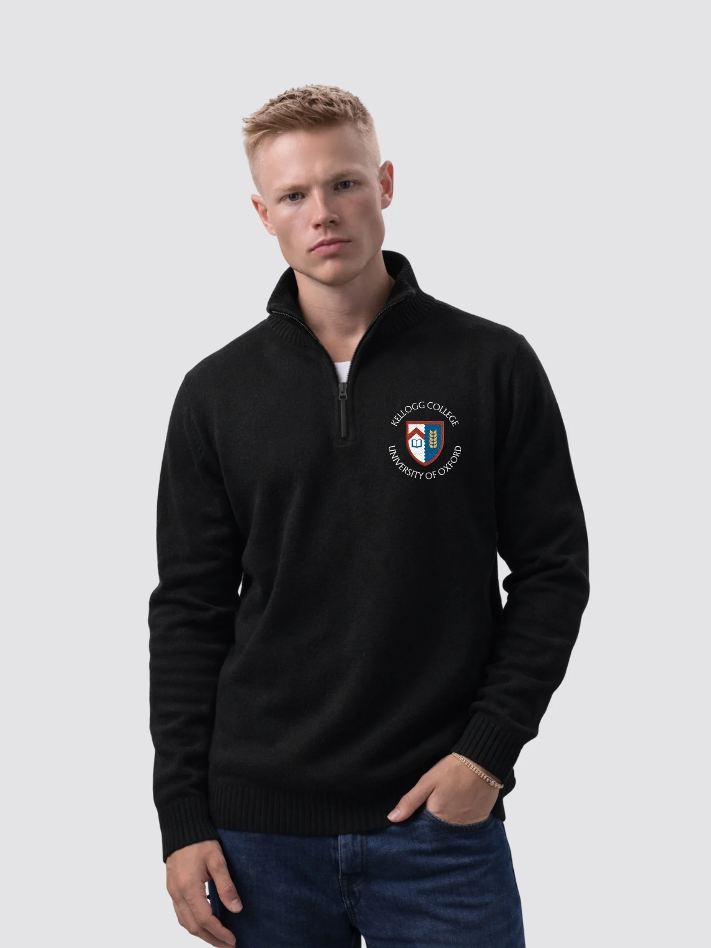 Kellogg College Oxford MCR Sustainable Unisex Zip-Neck Jumper - Image 2