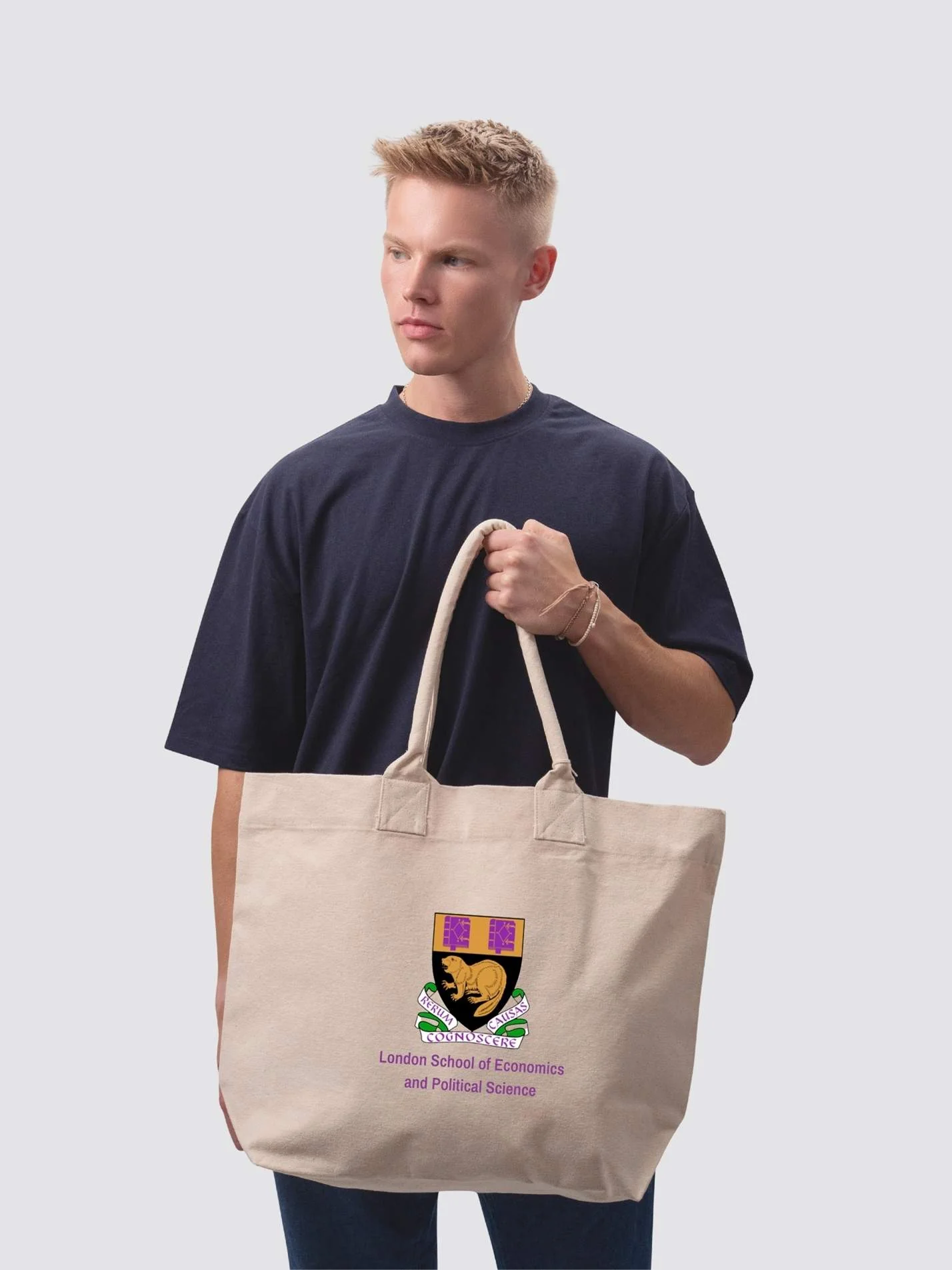 London School of Economics and Political Science Cotton Canvas Printed Shopper Bag - Image 2