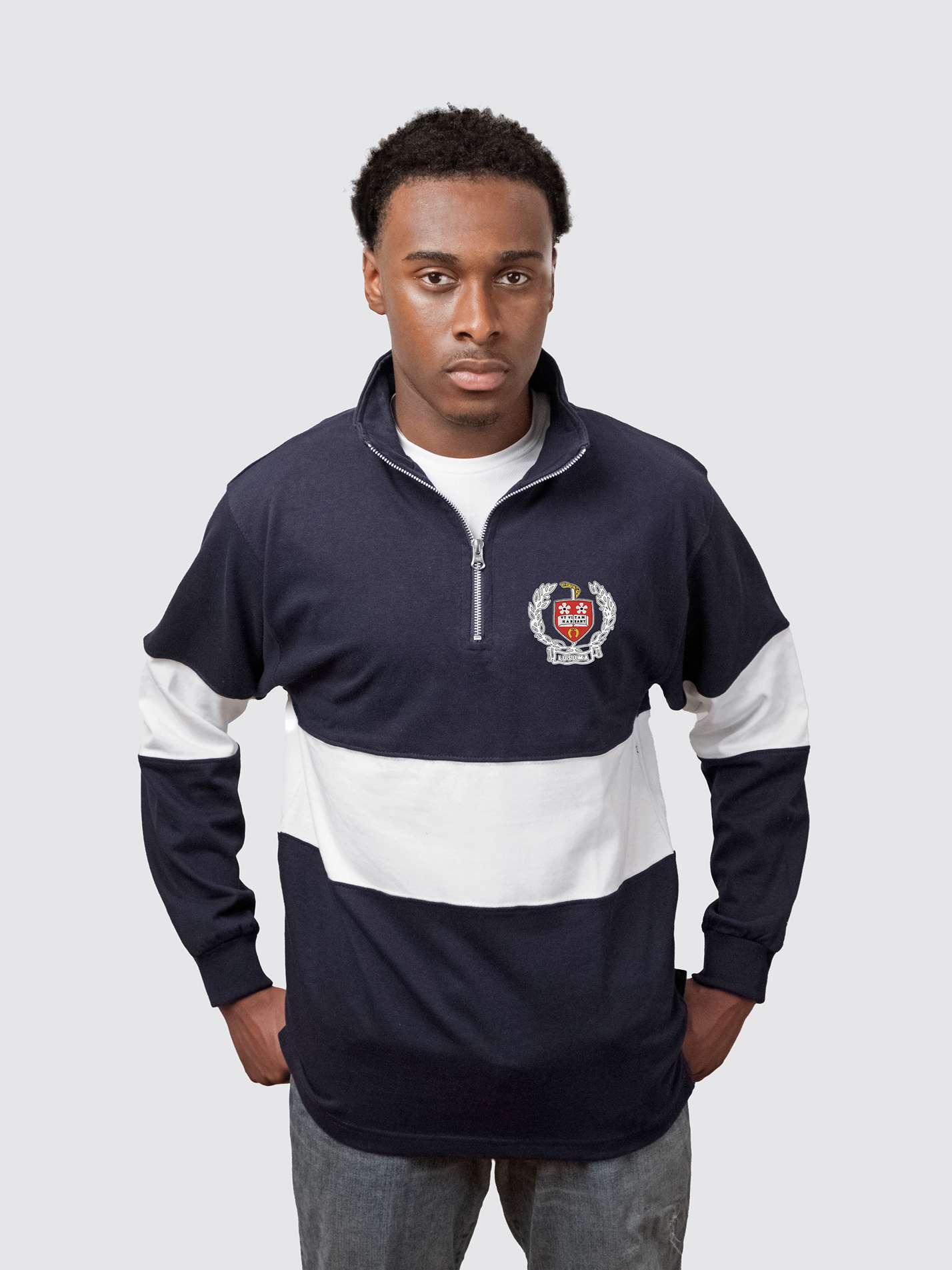 LUSUMA Unisex Panelled 1/4 Zip Sweatshirt