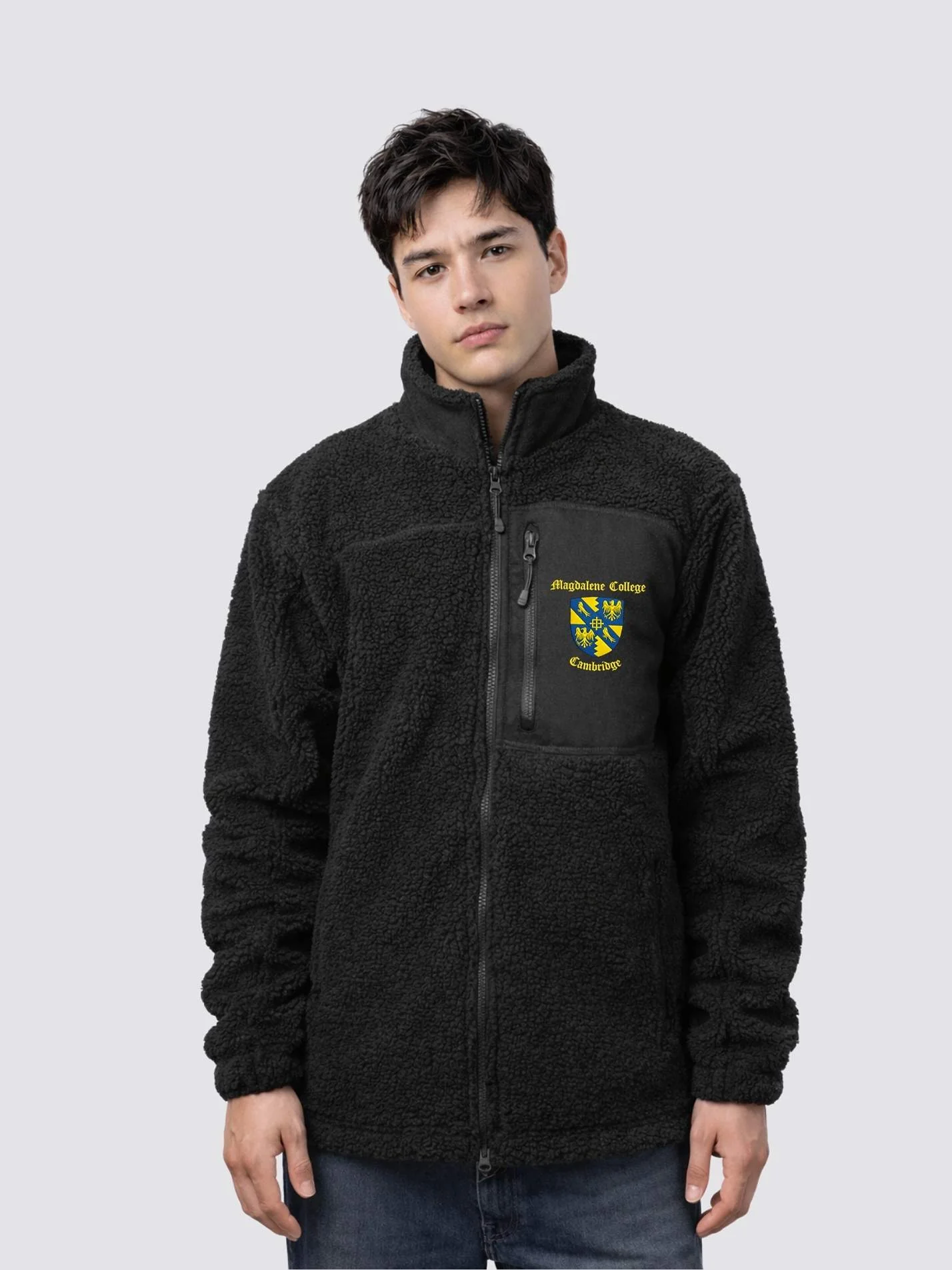 Magdalene College Cambridge Unisex Fluffy Sherpa Fleece Jacket - Image 2
