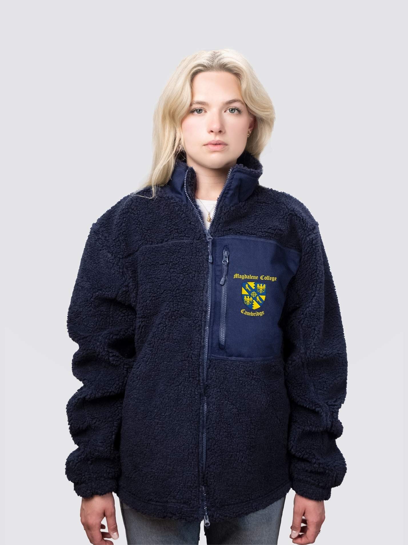 Magdalene College Cambridge Unisex Fluffy Sherpa Fleece Jacket - Image 8