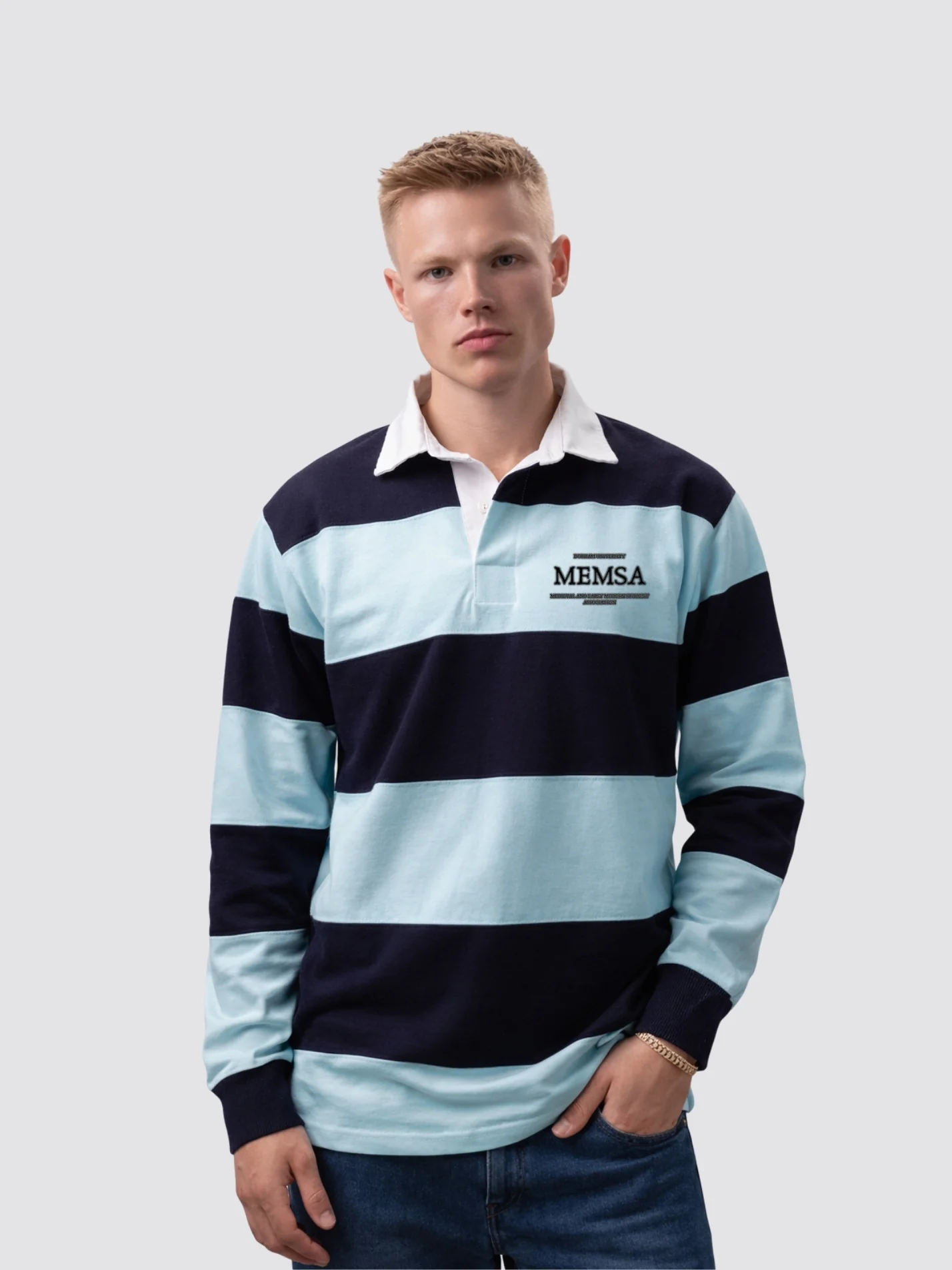 Memsa - Durham University Unisex Striped Rugby Shirt - Image 3