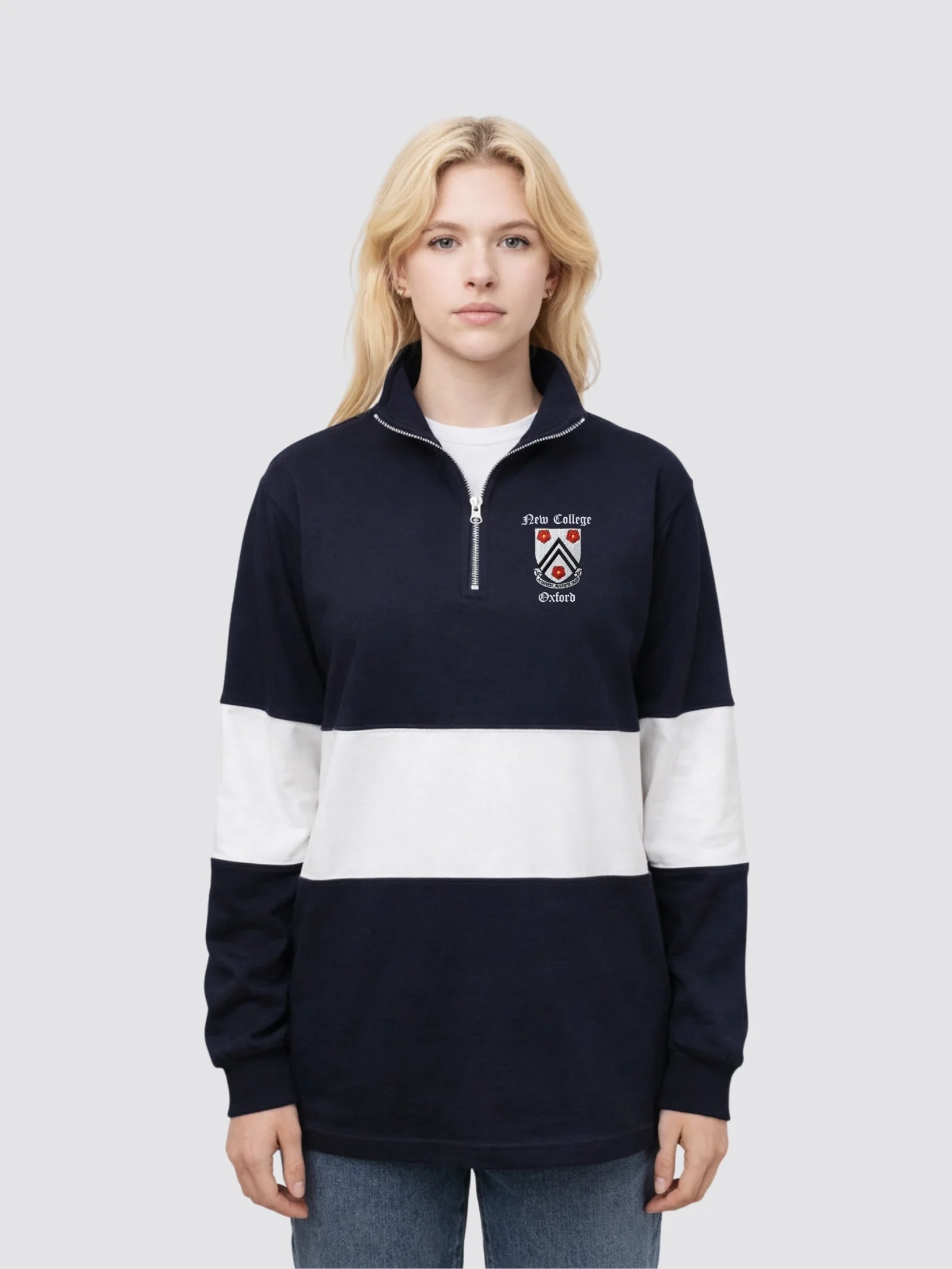 New College Oxford MCR Unisex Panelled 1/4 Zip Sweatshirt - Image 3