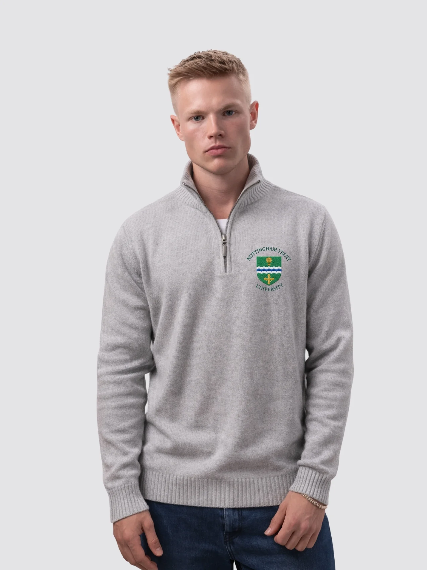 Nottingham Trent University Sustainable Unisex Zip-Neck Jumper - Image 3