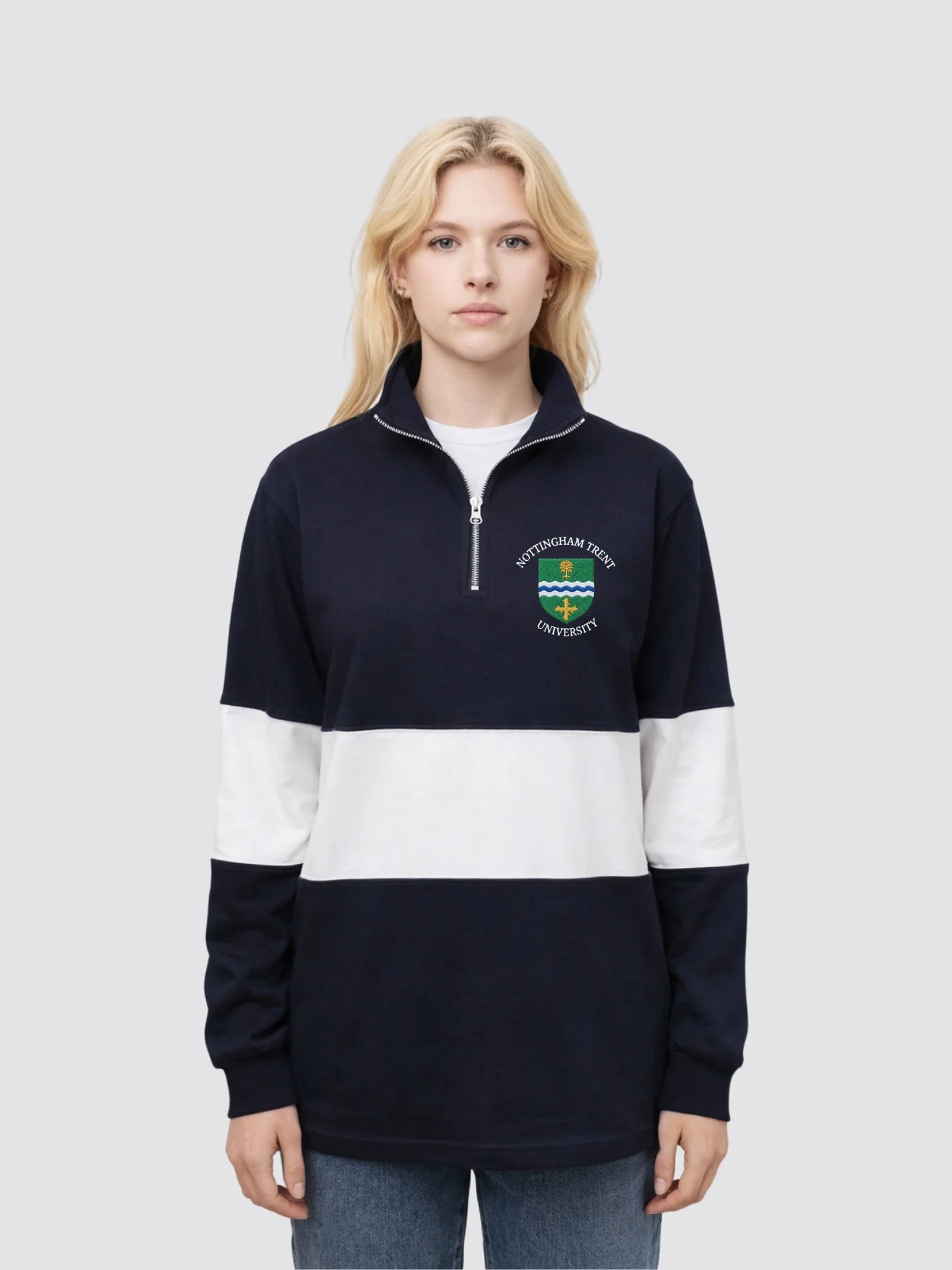 Nottingham Trent University Unisex Panelled 1/4 Zip Sweatshirt - Image 3