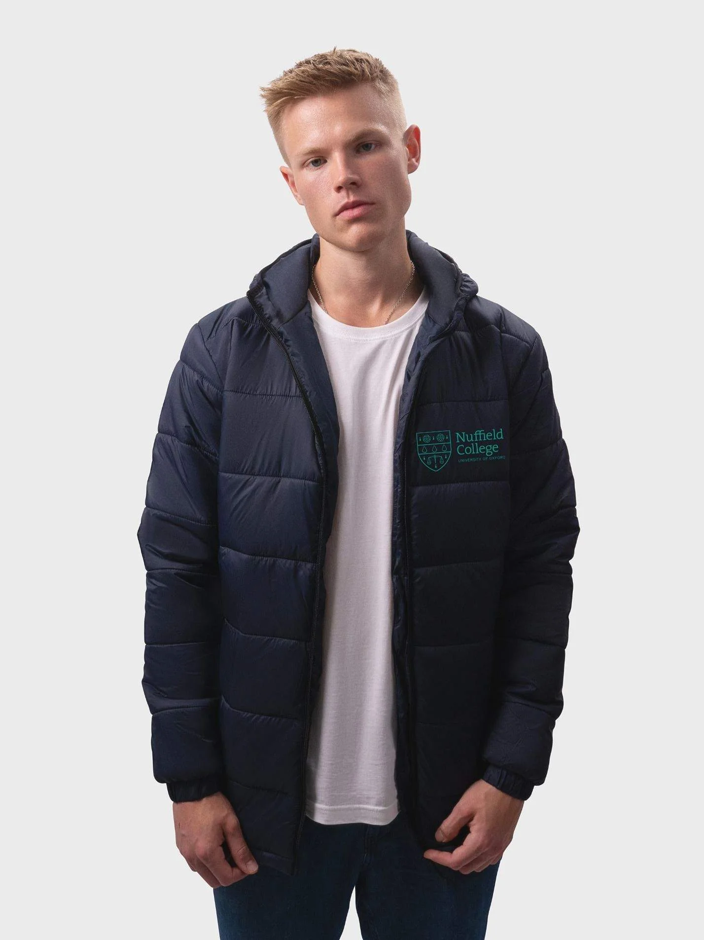 Nuffield College Oxford Sustainable Unisex Hooded Puffer Jacket - Image 5