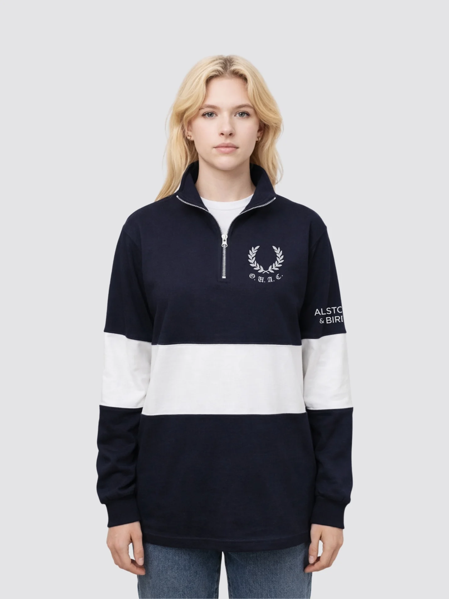 Oxford Athletics Unisex Panelled 1/4 Zip Sweatshirt - Image 4