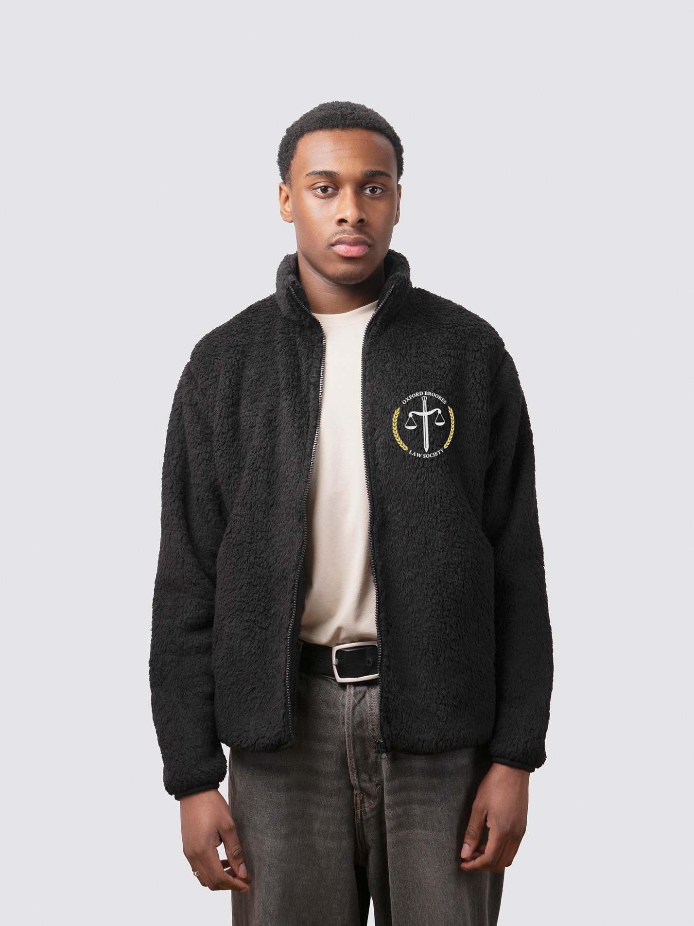 Oxford Brookes University School of Law Unisex Sherpa Fleece Zipped Jacket - Image 4